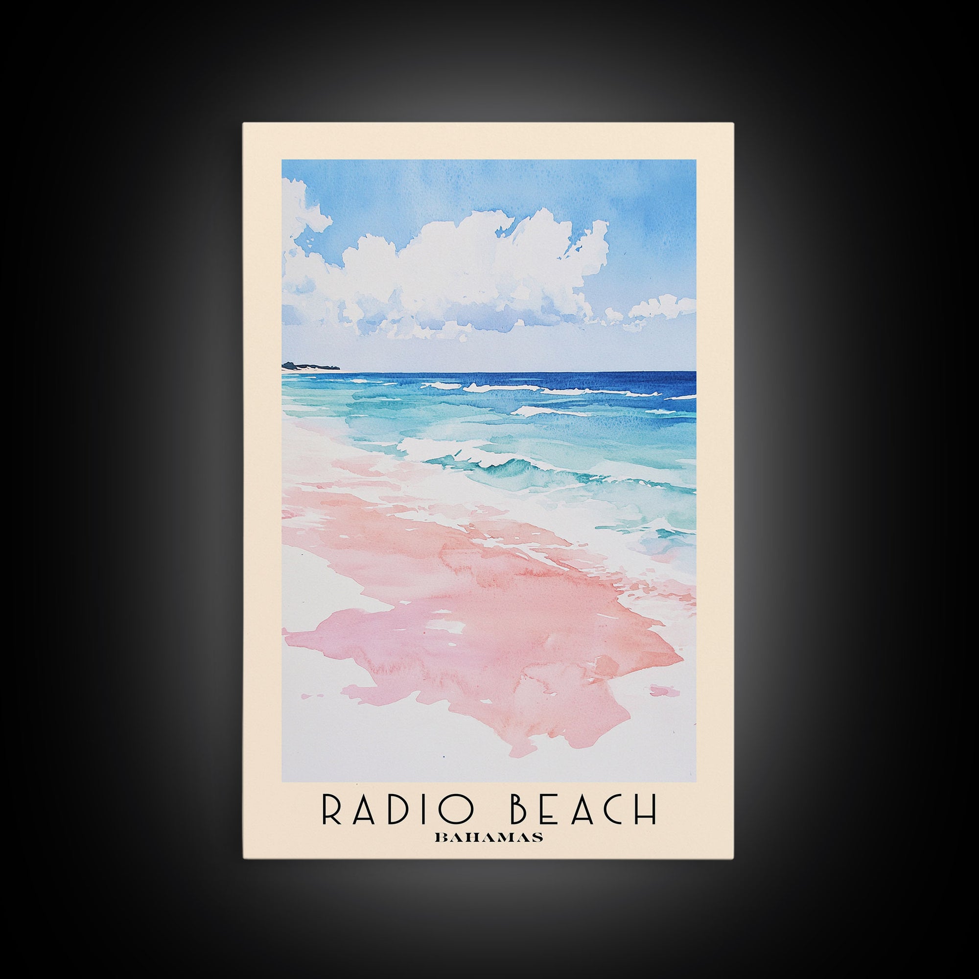 Radio Beach, Bahamas Watercolor Print, Vacation Gift, Bahamas Wall Art, Beach Painting, Beach Decor, Large Wall Art, Wood Frame Art