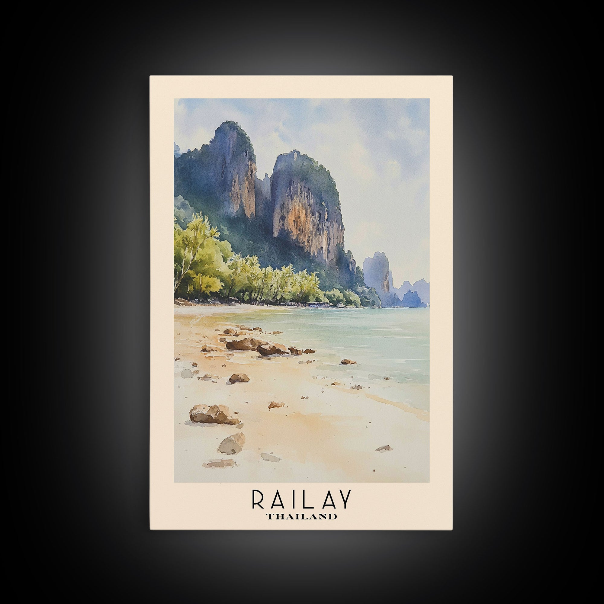 Railay, Thailand Watercolor Print, Vacation Gift, Thailand Wall Art, Vacation Wall Art, Vacatation Memories, Beach Decor, Beach Or Lakehouse Art