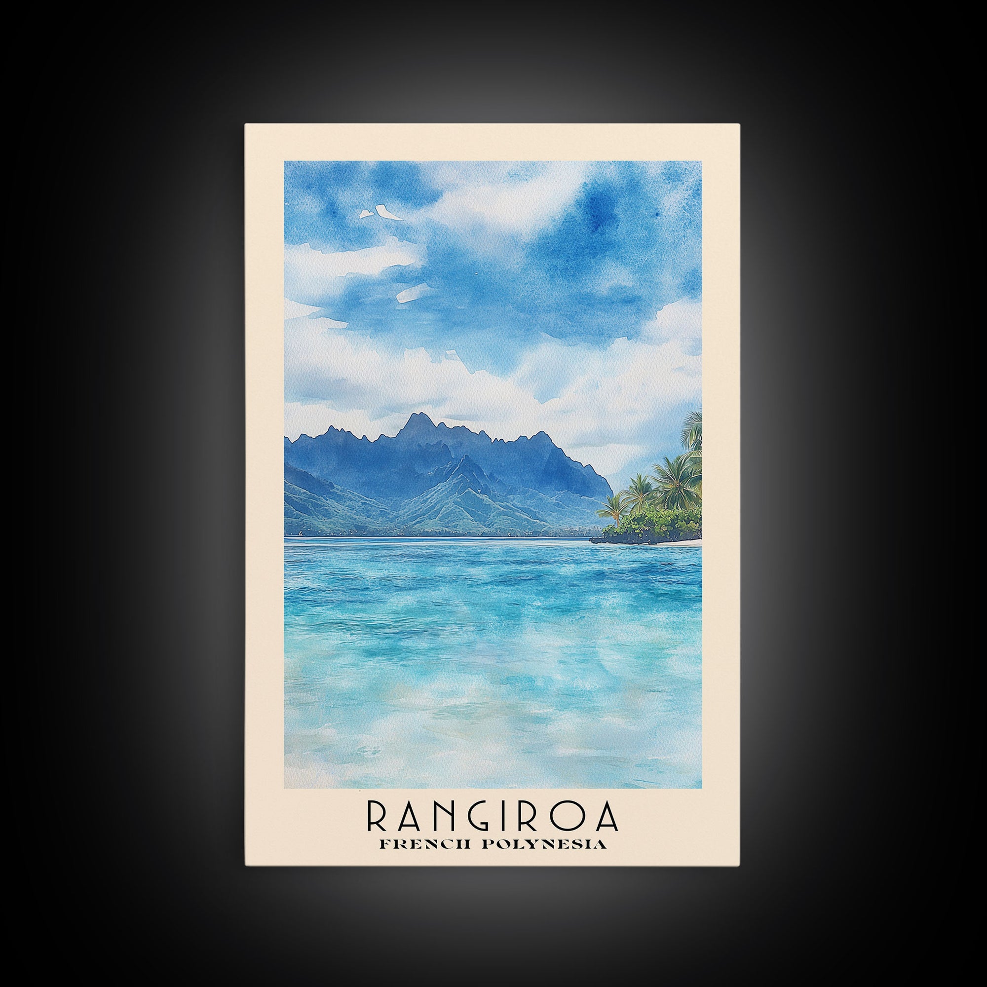 Rangiroa, French Polynesia Watercolor Print, Vacation Gift, French Polynesia Wall Art, Beach Painting, Beach Decor, Beach Or Lakehouse Art