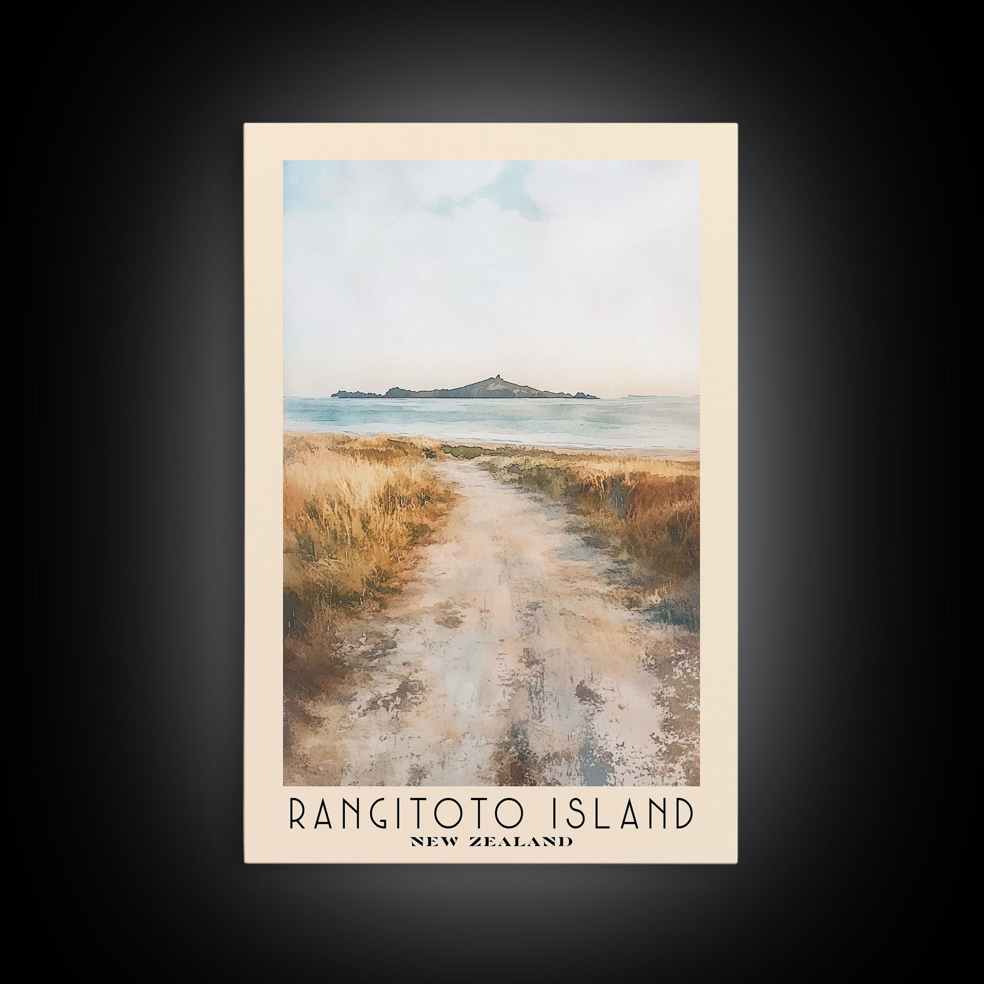 Rangitoto Island, New Zealand Watercolor Beach Print, Vacation Gift, New Zealand Wall Art, Beach Painting, Beach Decor, Beach Painting