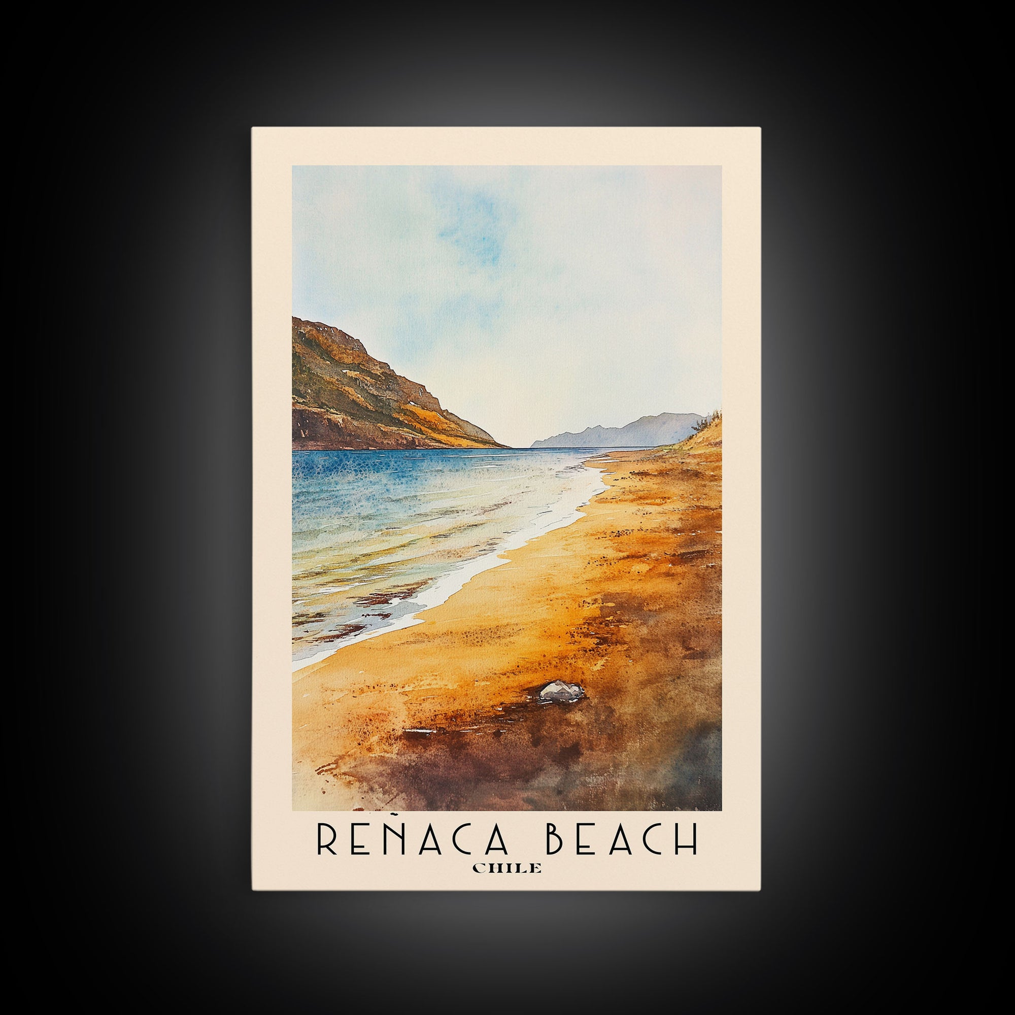 Reñaca beach, Chile Watercolor Print, Vacation Gift, Chile Wall Art, Vacation Wall Art, Vacatation Memories, Beach Decor, Beach Or Lakehouse Art