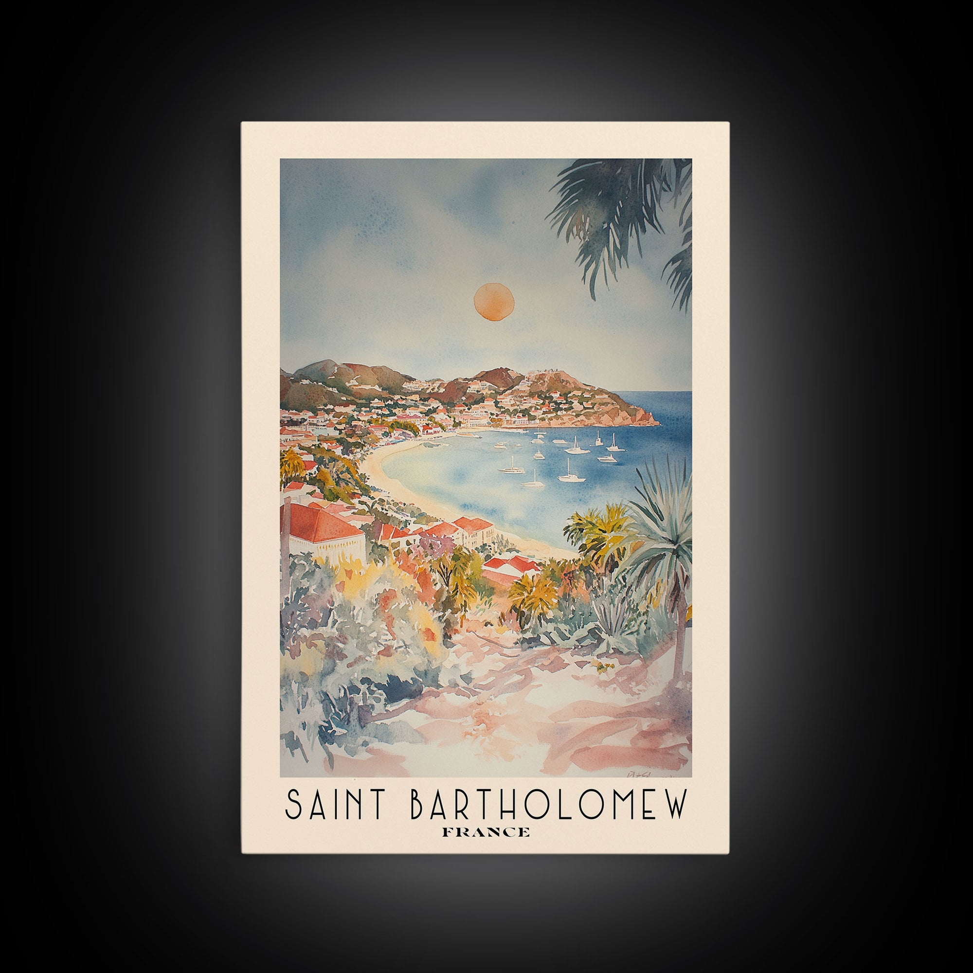 Saint Bartholomew, France Watercolor Print, Vacation Gift, France Wall Art, Beach Painting, Beach Decor, Beach Or Lakehouse Art