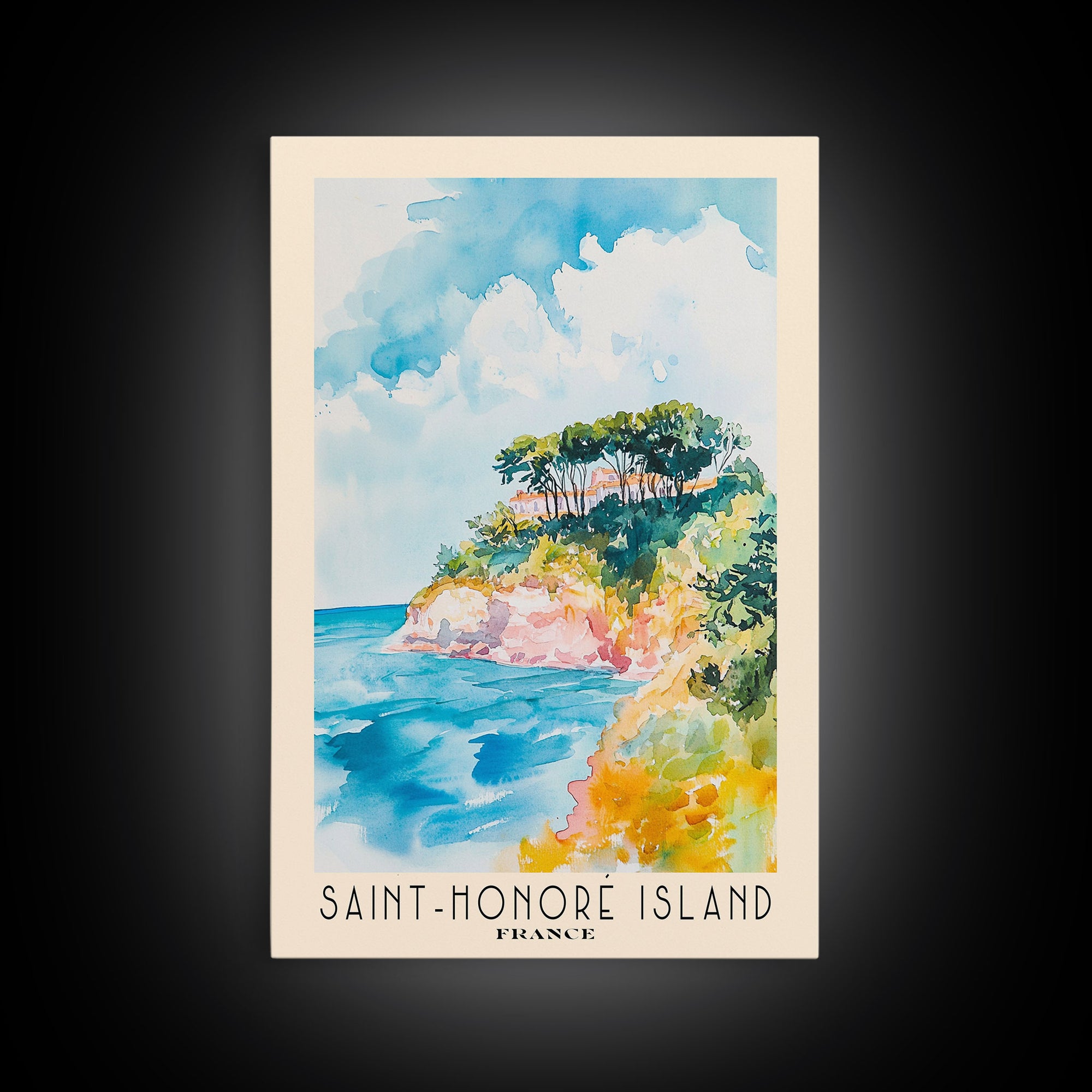 Saint-Honoré Island, France Watercolor Print, Vacation Gift, France Wall Art, Beach Painting, Beach Decor, Beach Or Lakehouse Art