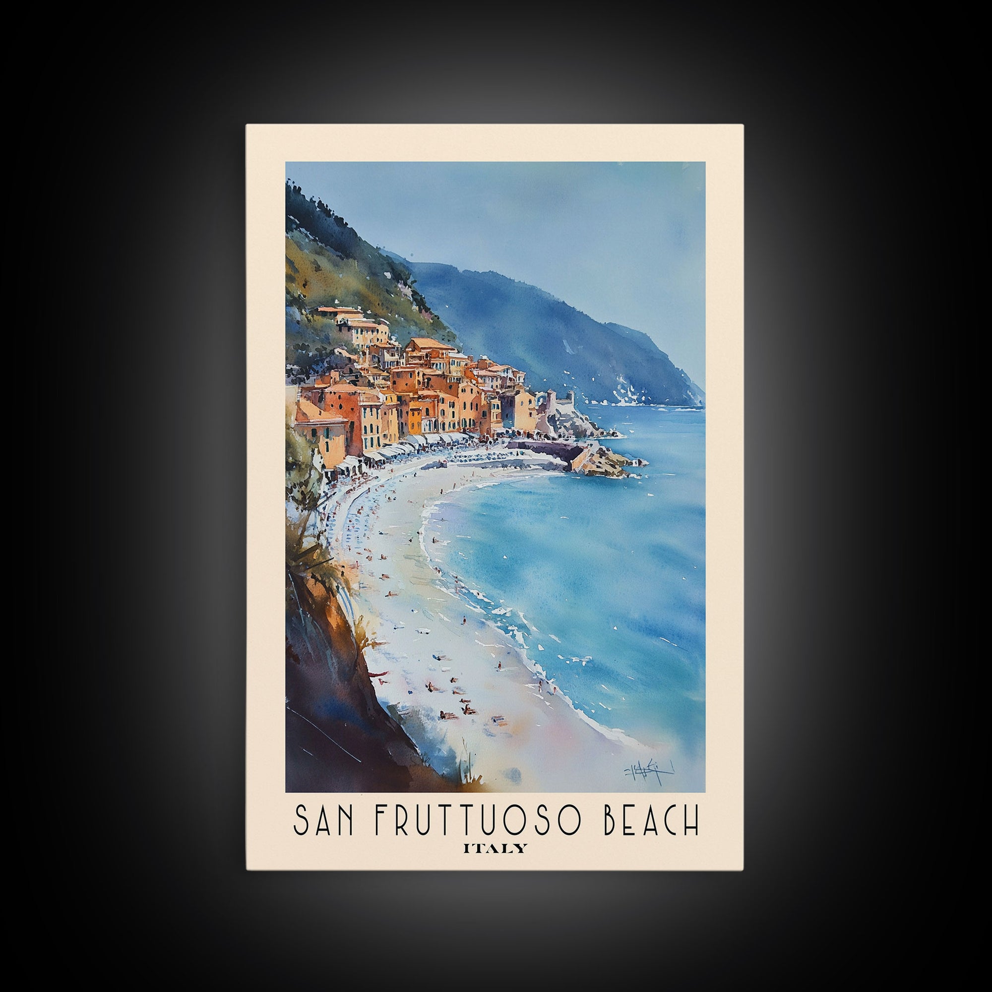 San Fruttuoso Beach, Italy Watercolor Print, Vacation Gift, Italy Wall Art, Vacation Wall Art, Vacatation Memories, Beach Decor, Beach Or Lakehouse Art