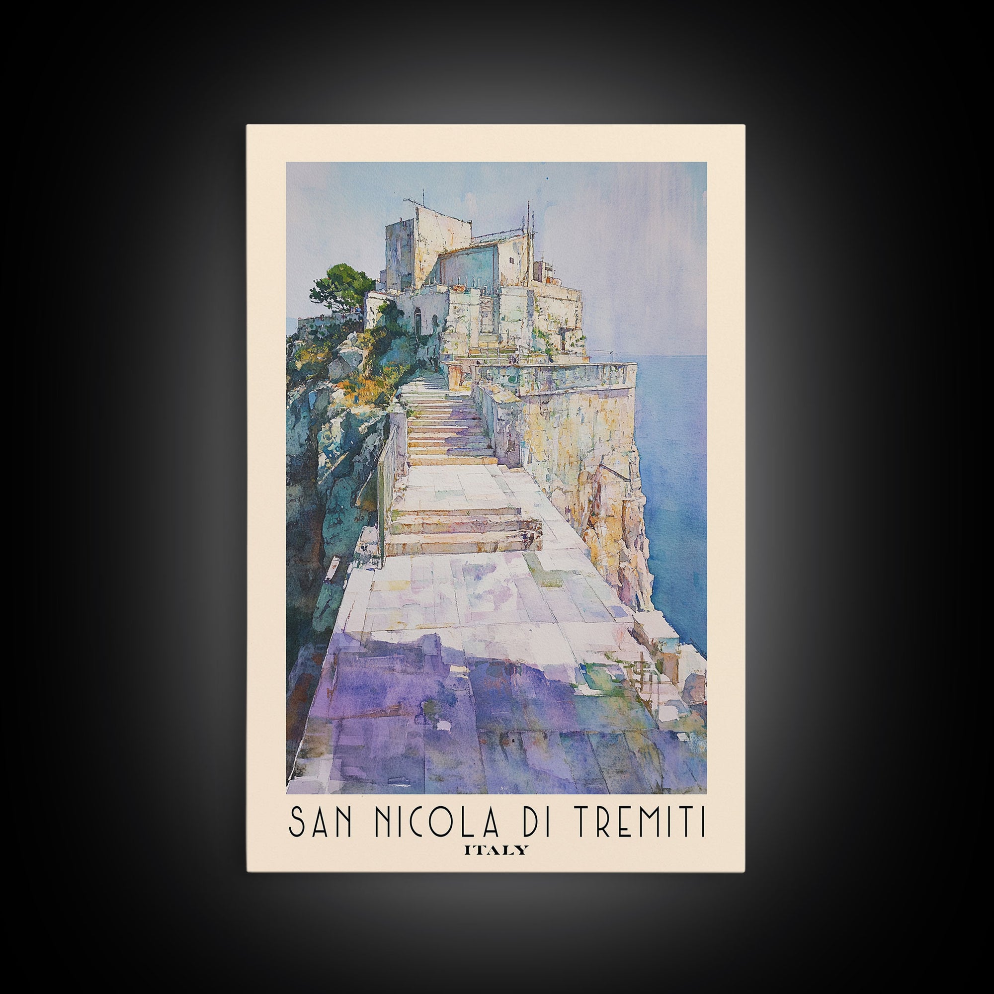 San Nicola di Tremiti, Italy Watercolor Beach Print, Vacation Gift, Italy Wall Art, Beach Painting, Beach Decor, Beach Painting