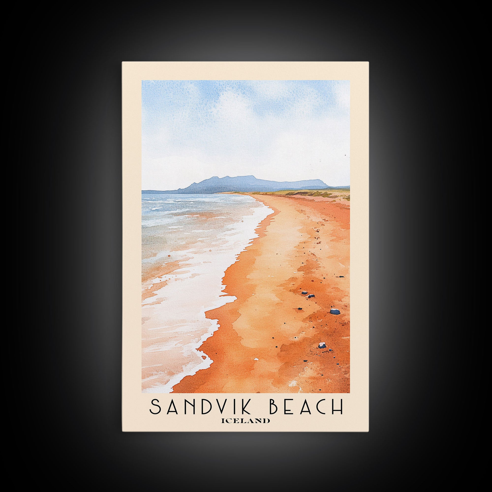 Sandvik Beach, Iceland Watercolor Beach Print, Vacation Gift, Iceland Wall Art, Beach Painting, Beach Decor, Beach Painting