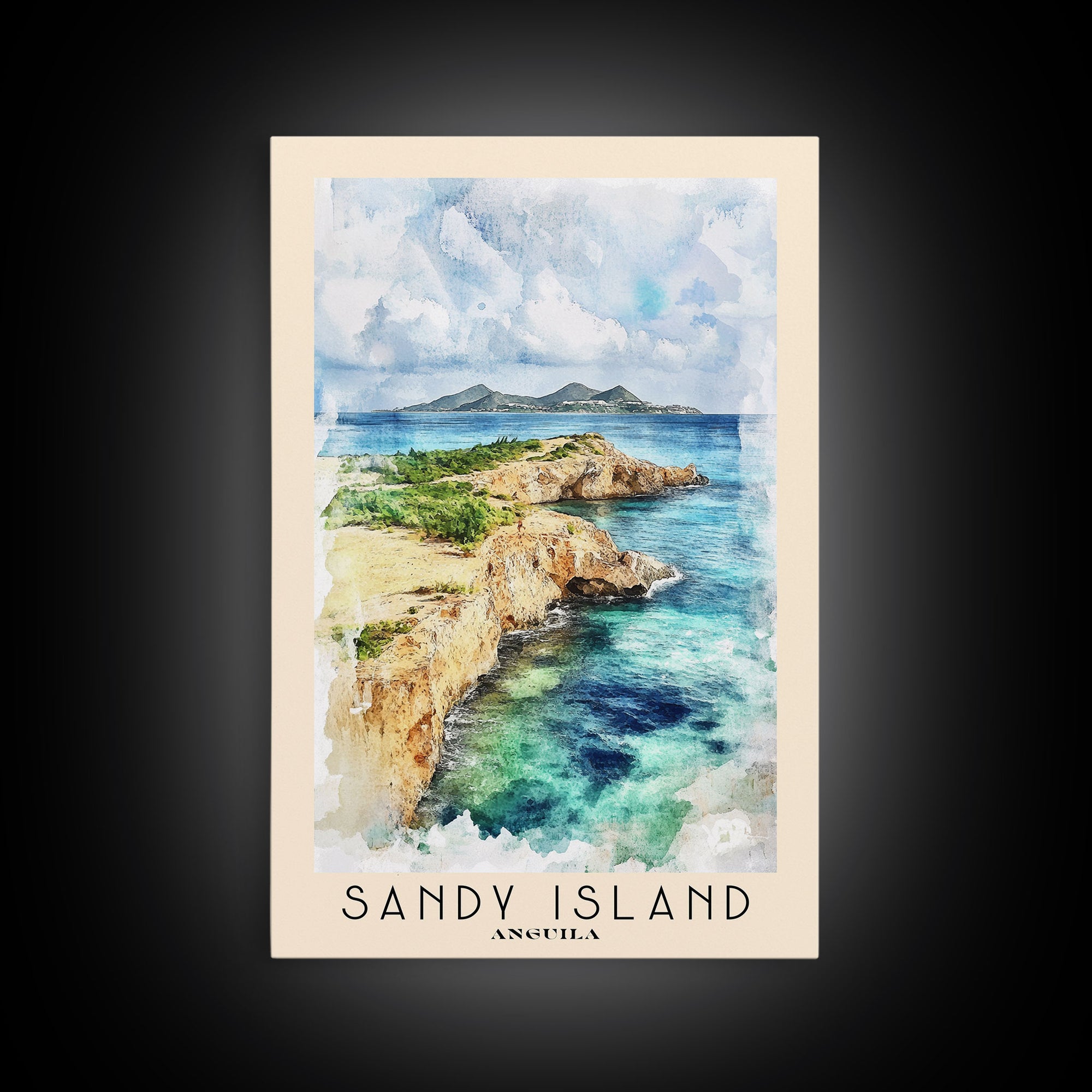 Sandy Island, Anguila Watercolor Print, Vacation Gift, Anguila Wall Art, Vacation Wall Art, Vacatation Memories, Beach Decor, Beach Or Lakehouse Art