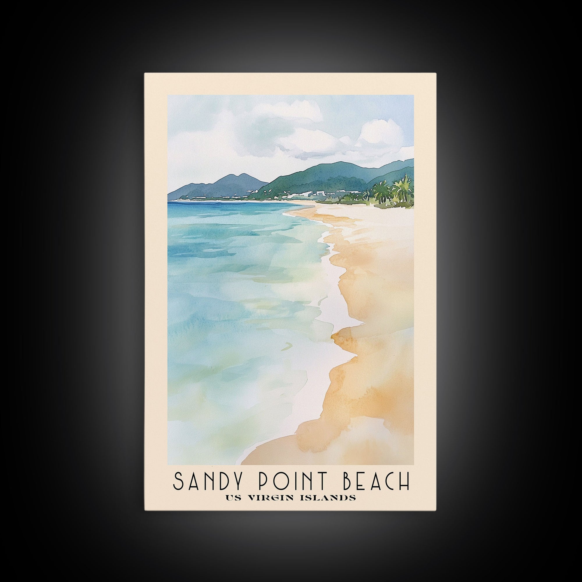 Sandy Point Beach, US Virgin islands Watercolor Print, Vacation Gift, US Virgin islands Wall Art, Beach Painting, Beach Decor, Beach Or Lakehouse Art