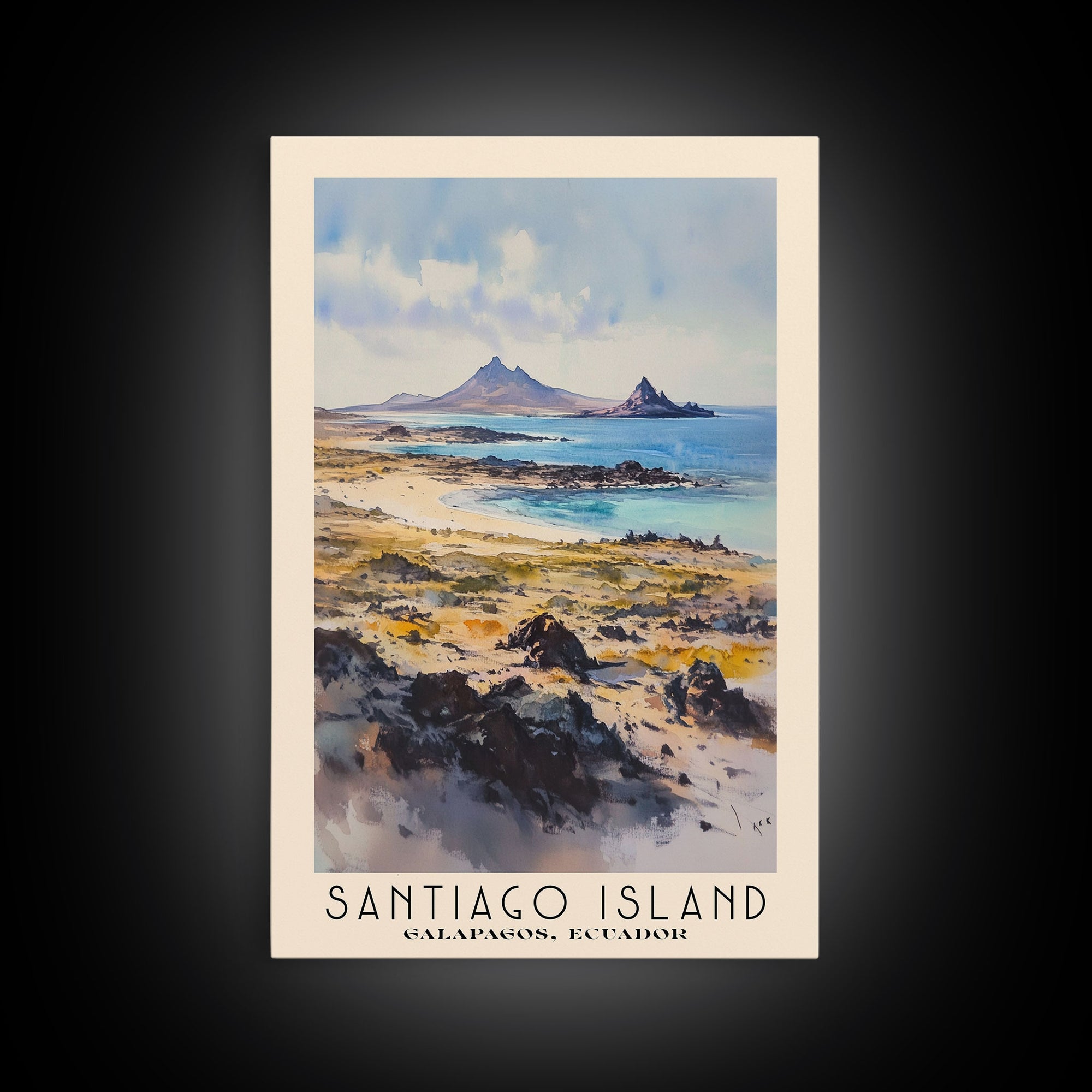 Santiago Island, Galapagos, Ecuador Watercolor Print, Vacation Gift, Galapagos, Ecuador Wall Art, Beach Painting, Beach Decor, Beach Or Lakehouse Art