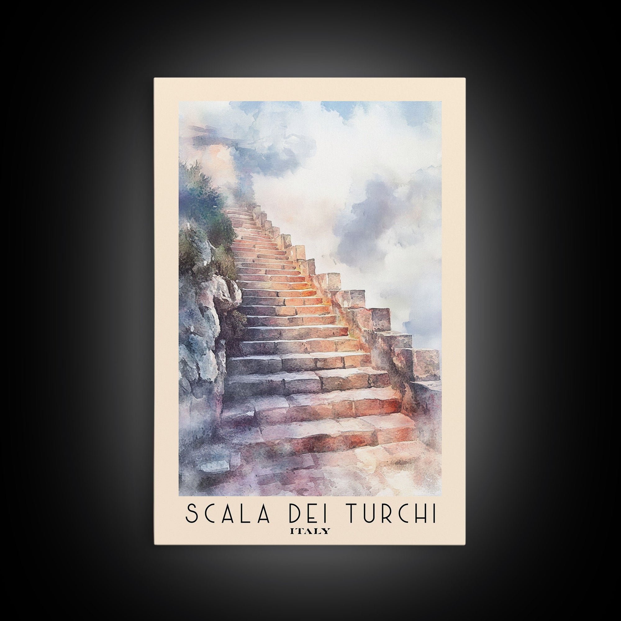 Scala dei Turchi, Italy Watercolor Print, Vacation Gift, Italy Wall Art, Vacation Wall Art, Vacatation Memories, Beach Decor, Beach Or Lakehouse Art