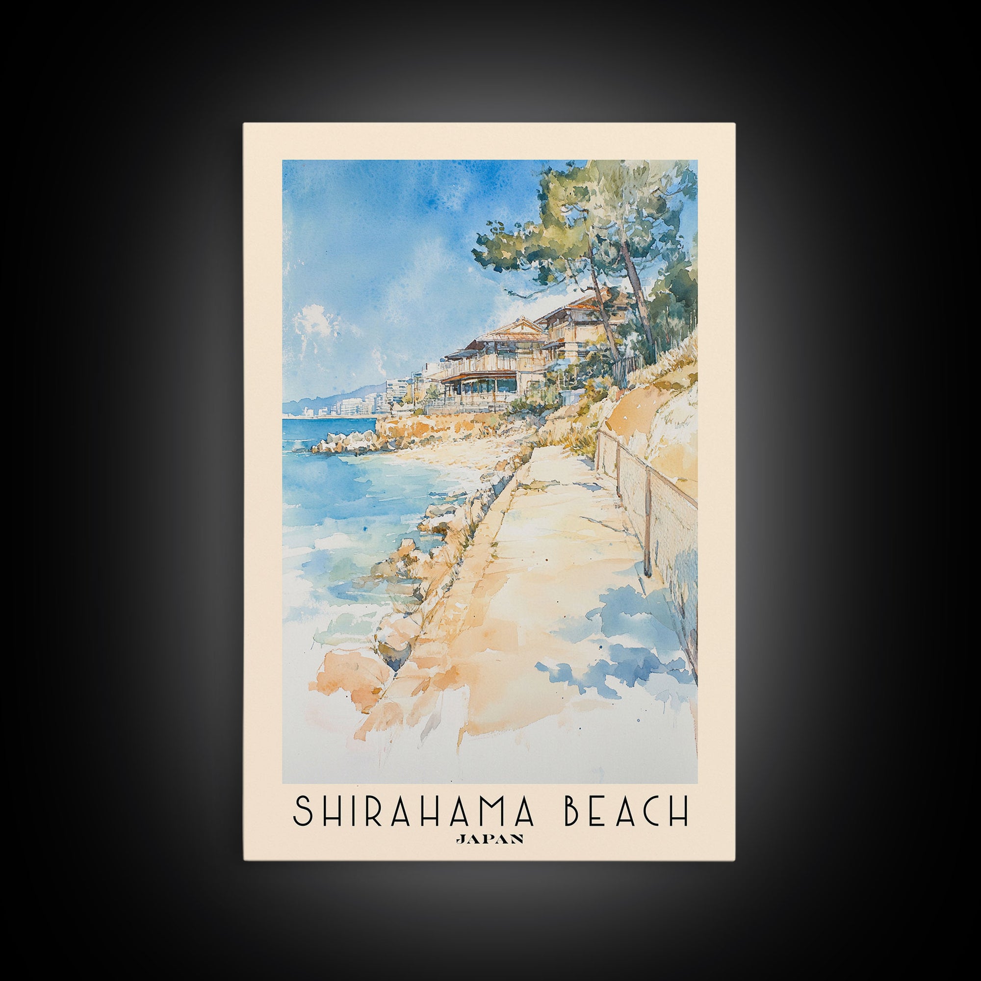 Shirahama Beach, Japan Watercolor Print, Vacation Gift, Japan Wall Art, Beach Painting, Beach Decor, Beach Or Lakehouse Art