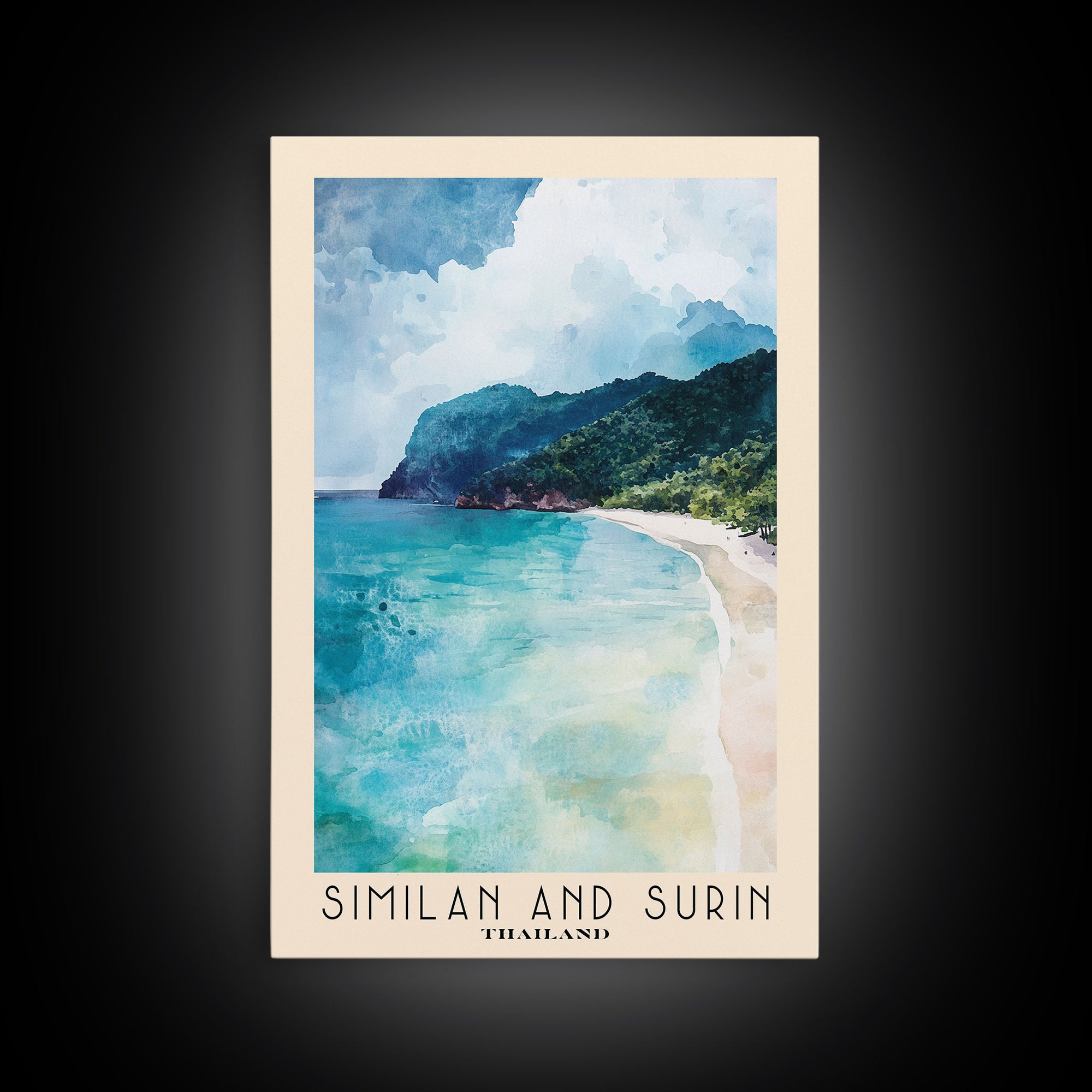 Similan and Surin, Thailand Watercolor Beach Print, Vacation Gift, Thailand Wall Art, Beach Painting, Beach Decor, Beach Painting