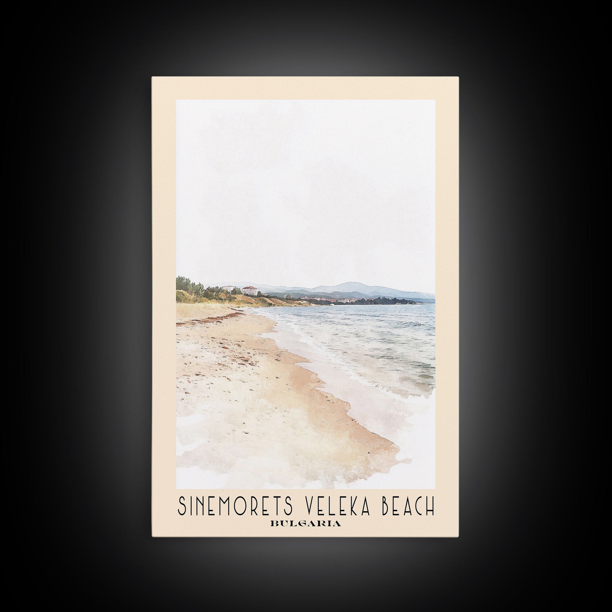 Sinemorets Veleka Beach, Bulgaria Watercolor Print, Vacation Gift, Bulgaria Wall Art, Beach Painting, Beach Decor, Large Wall Art, Wood Frame Art