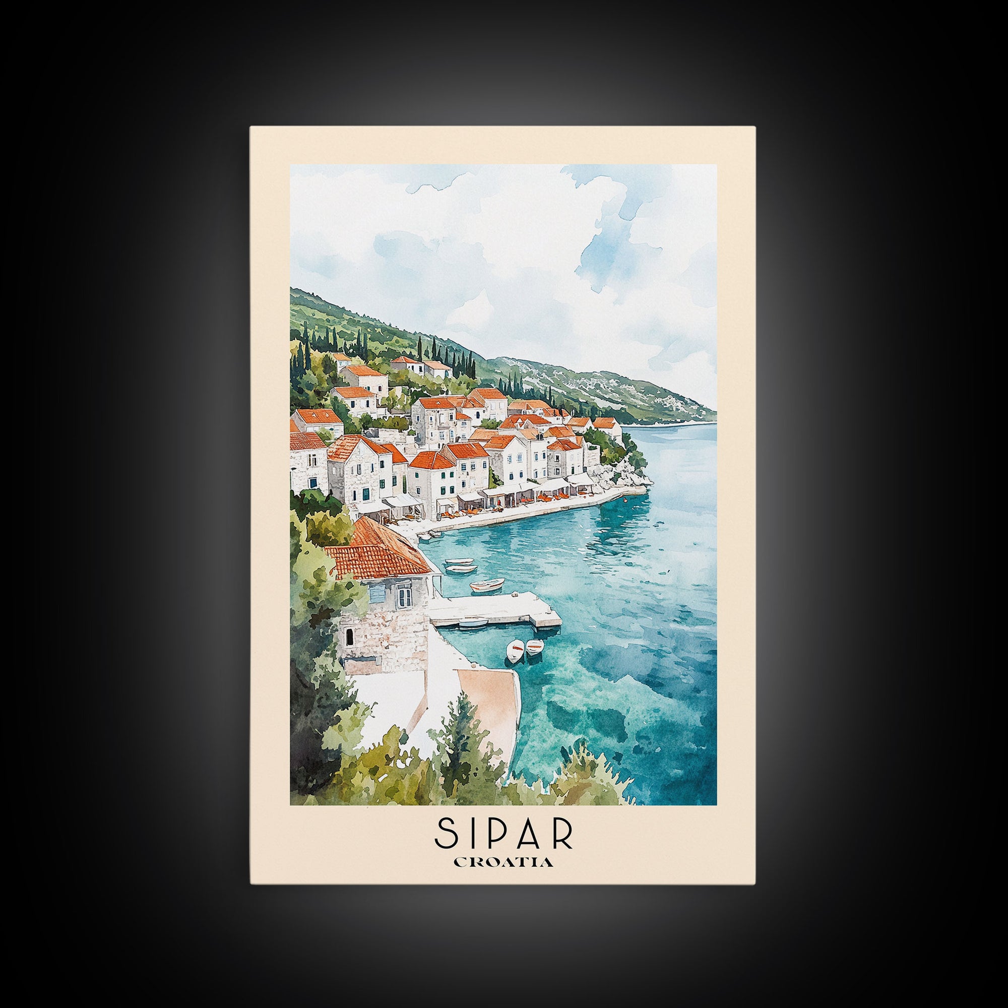 Sipar, Croatia Watercolor Print, Vacation Gift, Croatia Wall Art, Beach Painting, Beach Decor, Beach Or Lakehouse Art