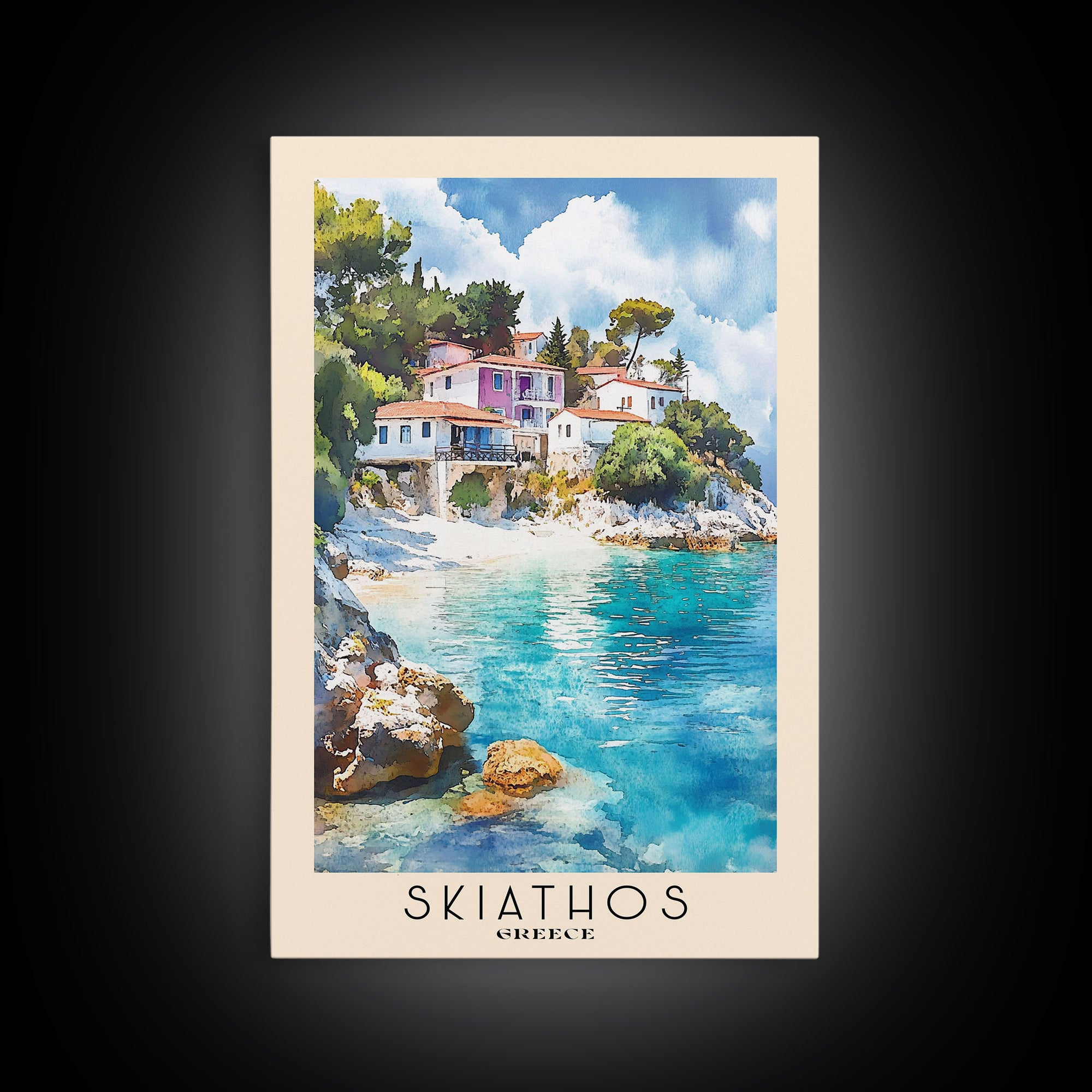 Skiathos, Greece Watercolor Print, Vacation Gift, Greece Wall Art, Beach Painting, Beach Decor, Beach Or Lakehouse Art