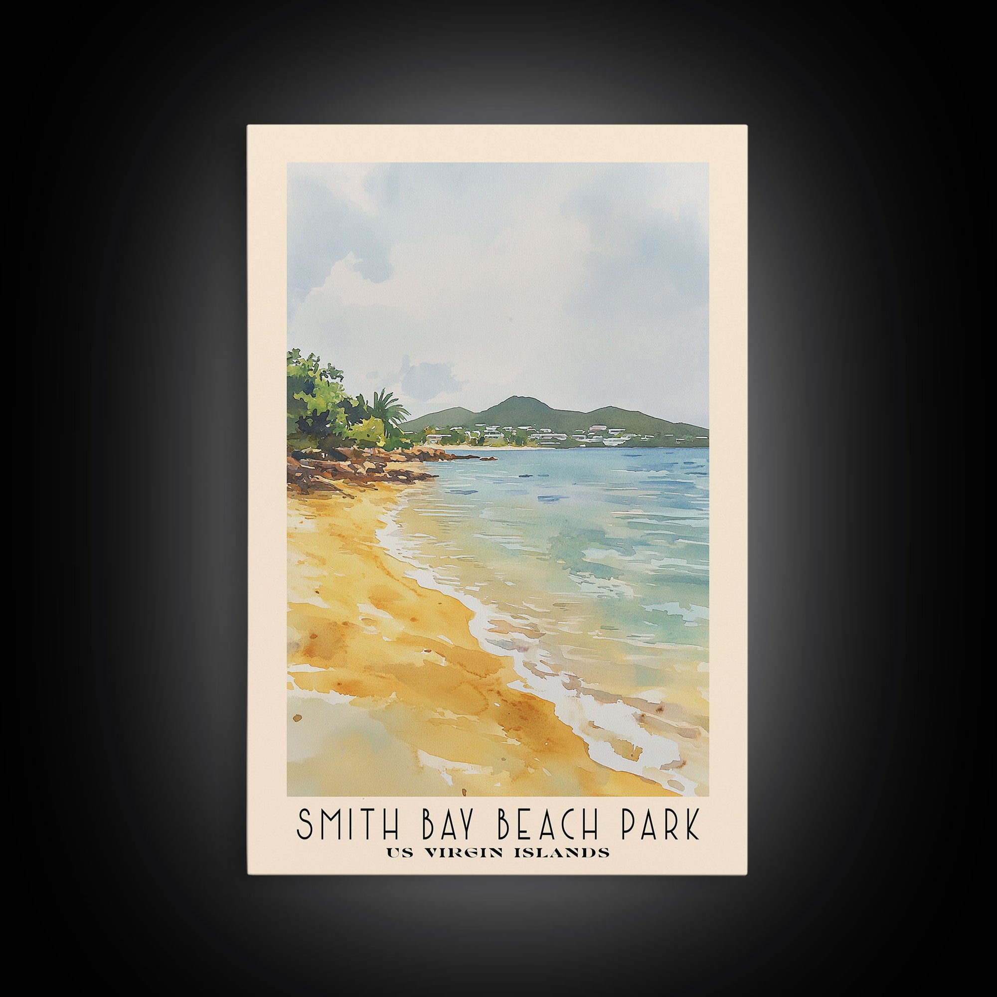 Smith Bay Beach Park, US Virgin islands Watercolor Beach Print, Vacation Gift, US Virgin islands Wall Art, Beach Painting, Beach Decor, Beach Painting