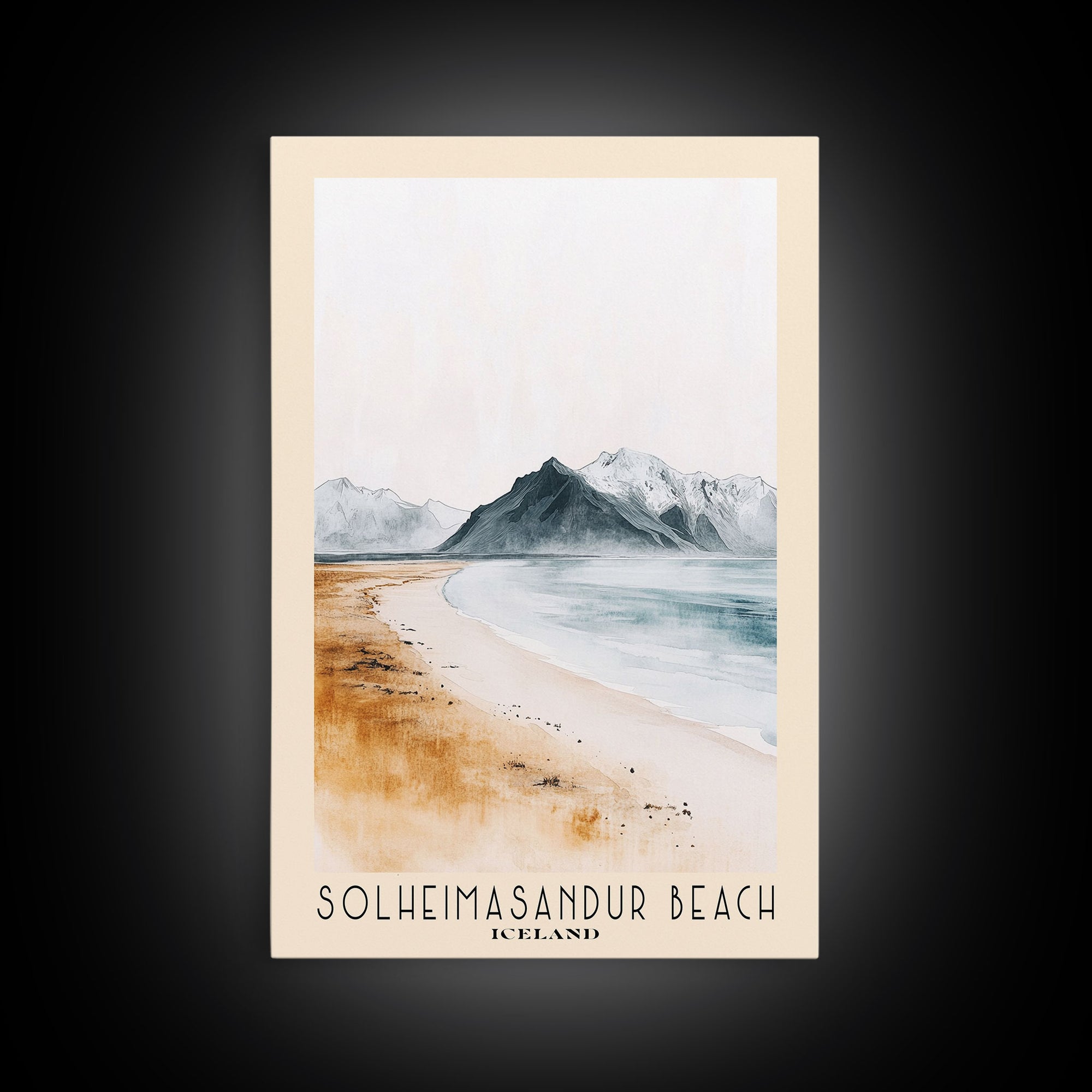 Solheimasandur Beach, Iceland Watercolor Print, Vacation Gift, Iceland Wall Art, Beach Painting, Beach Decor, Large Wall Art, Wood Frame Art