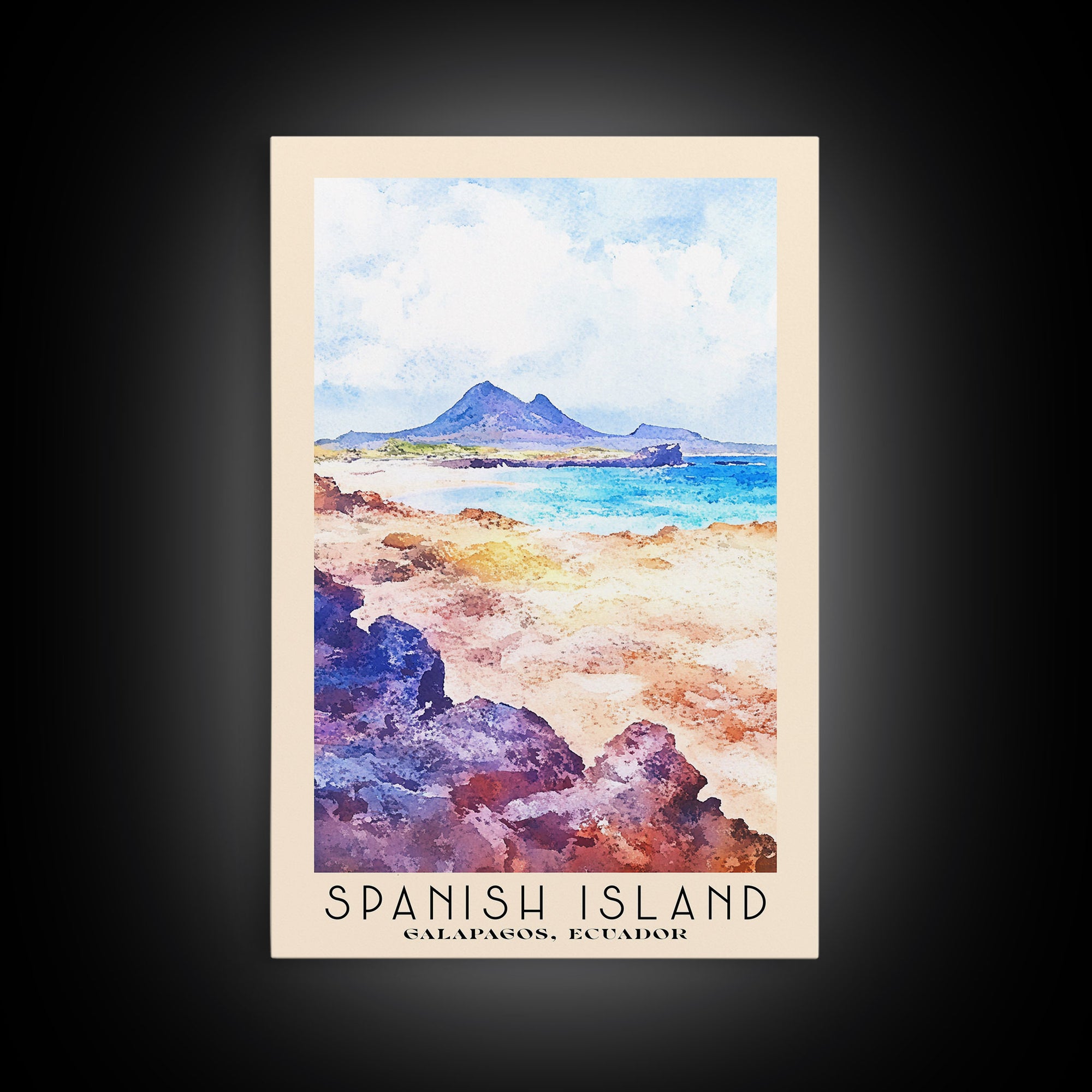 Spanish Island, Galapagos, Ecuador Watercolor Print, Vacation Gift, Galapagos, Ecuador Wall Art, Vacation Wall Art, Vacatation Memories, Beach Decor, Beach Or Lakehouse Art