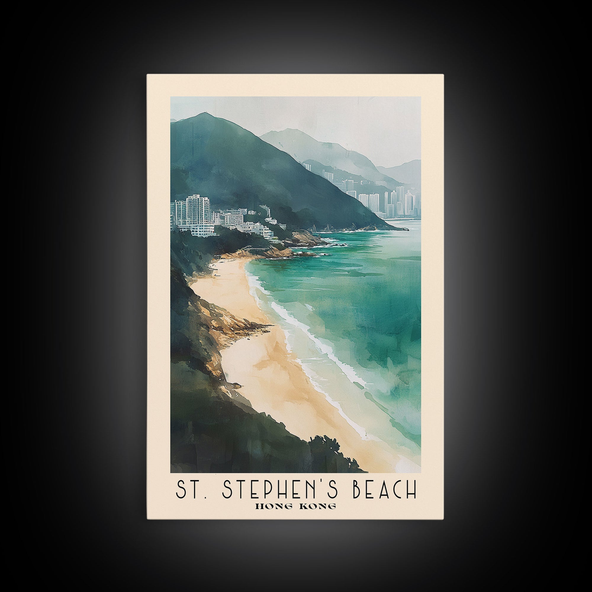 St. Stephen's Beach, Hong Kong Watercolor Print, Vacation Gift, Hong Kong Wall Art, Beach Painting, Beach Decor, Beach Or Lakehouse Art