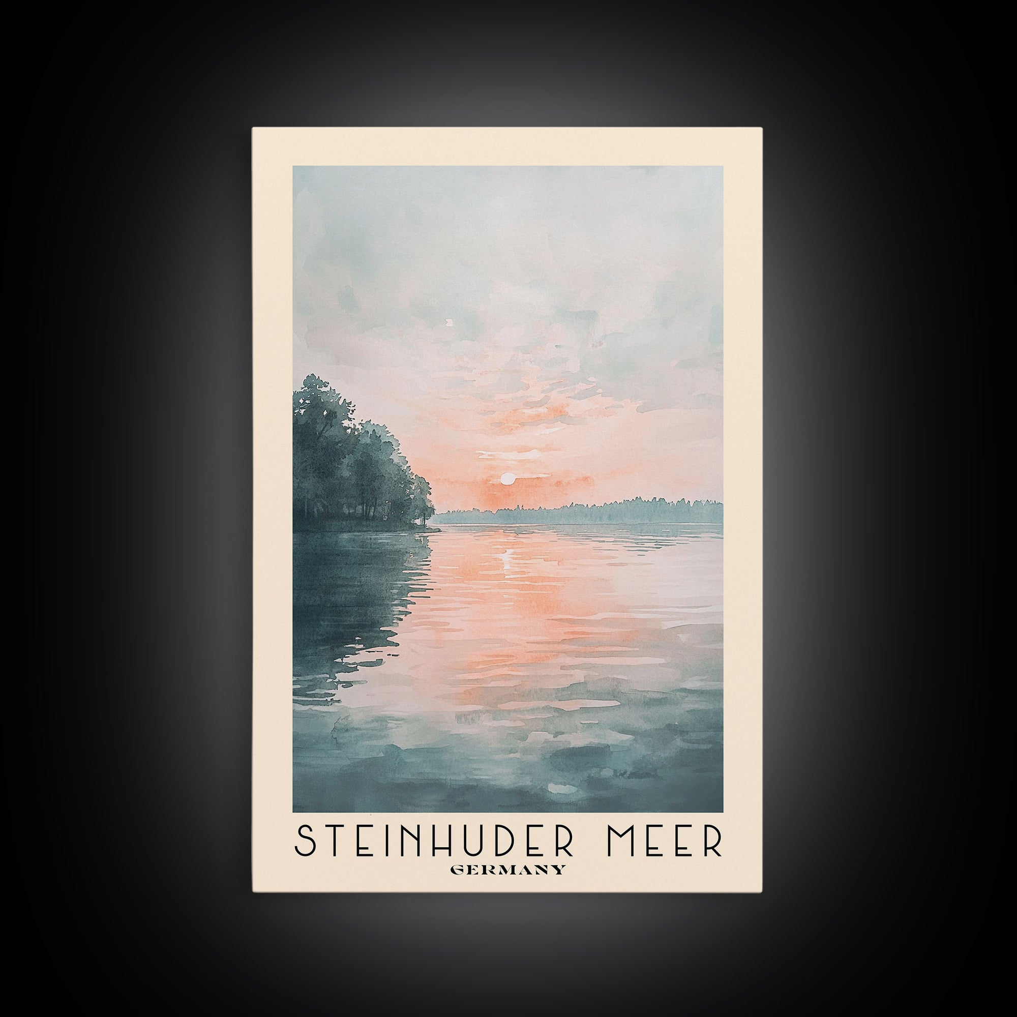 Steinhuder Meer, Germany Watercolor Beach Print, Vacation Gift, Germany Wall Art, Framed Canvas Print, Framed Beach Painting