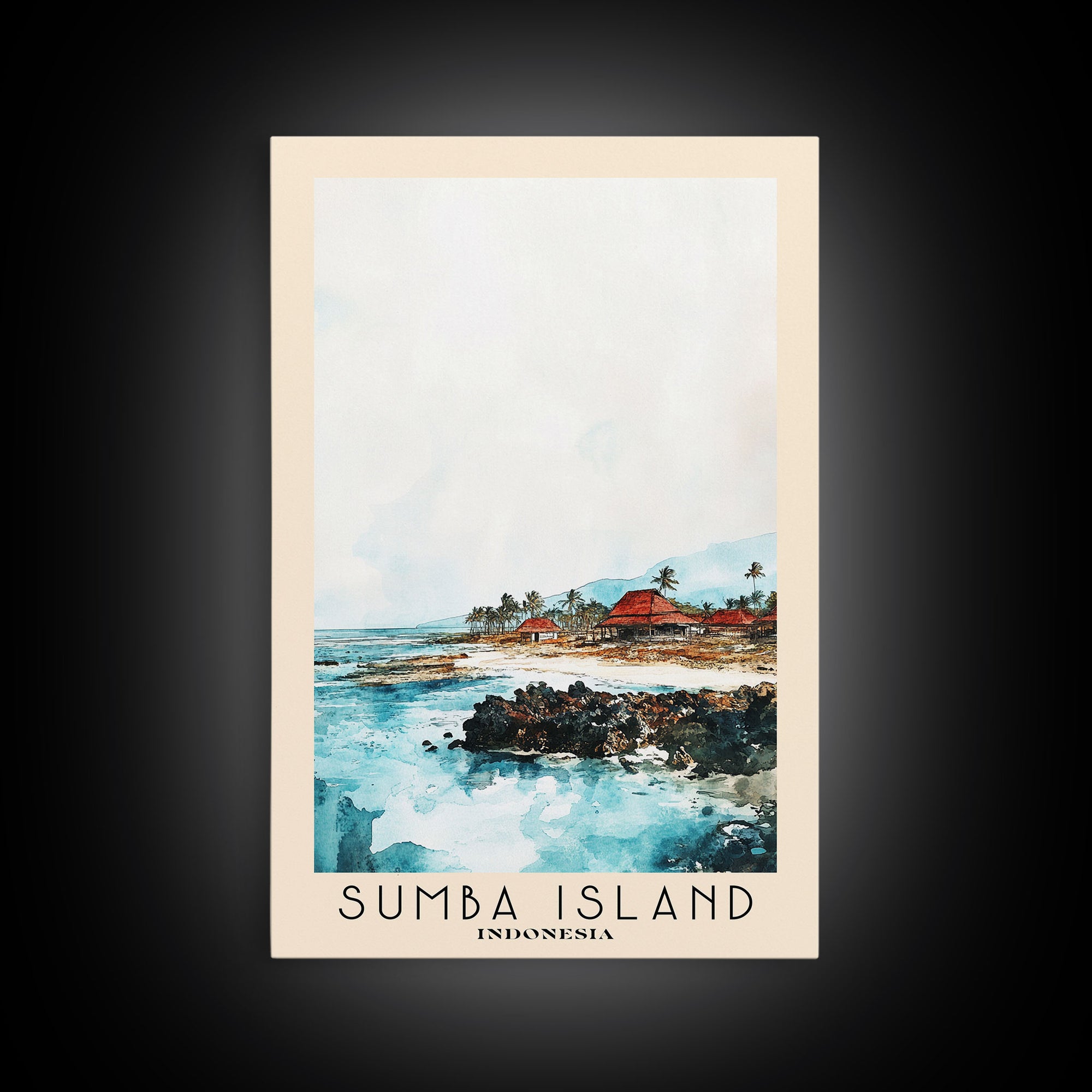 Sumba Island, Indonesia Watercolor Print, Vacation Gift, Indonesia Wall Art, Beach Painting, Beach Decor, Beach Or Lakehouse Art