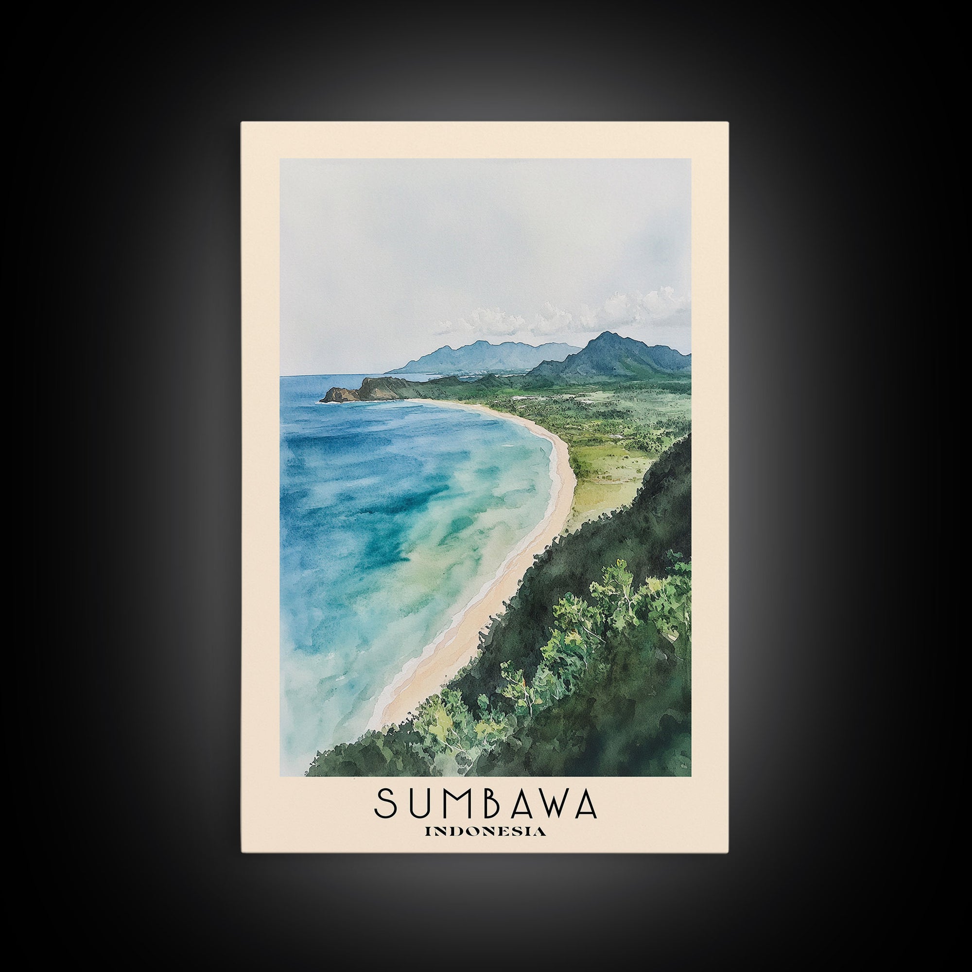 Sumbawa, Indonesia Watercolor Beach Print, Vacation Gift, Indonesia Wall Art, Beach Painting, Beach Decor, Beach Painting