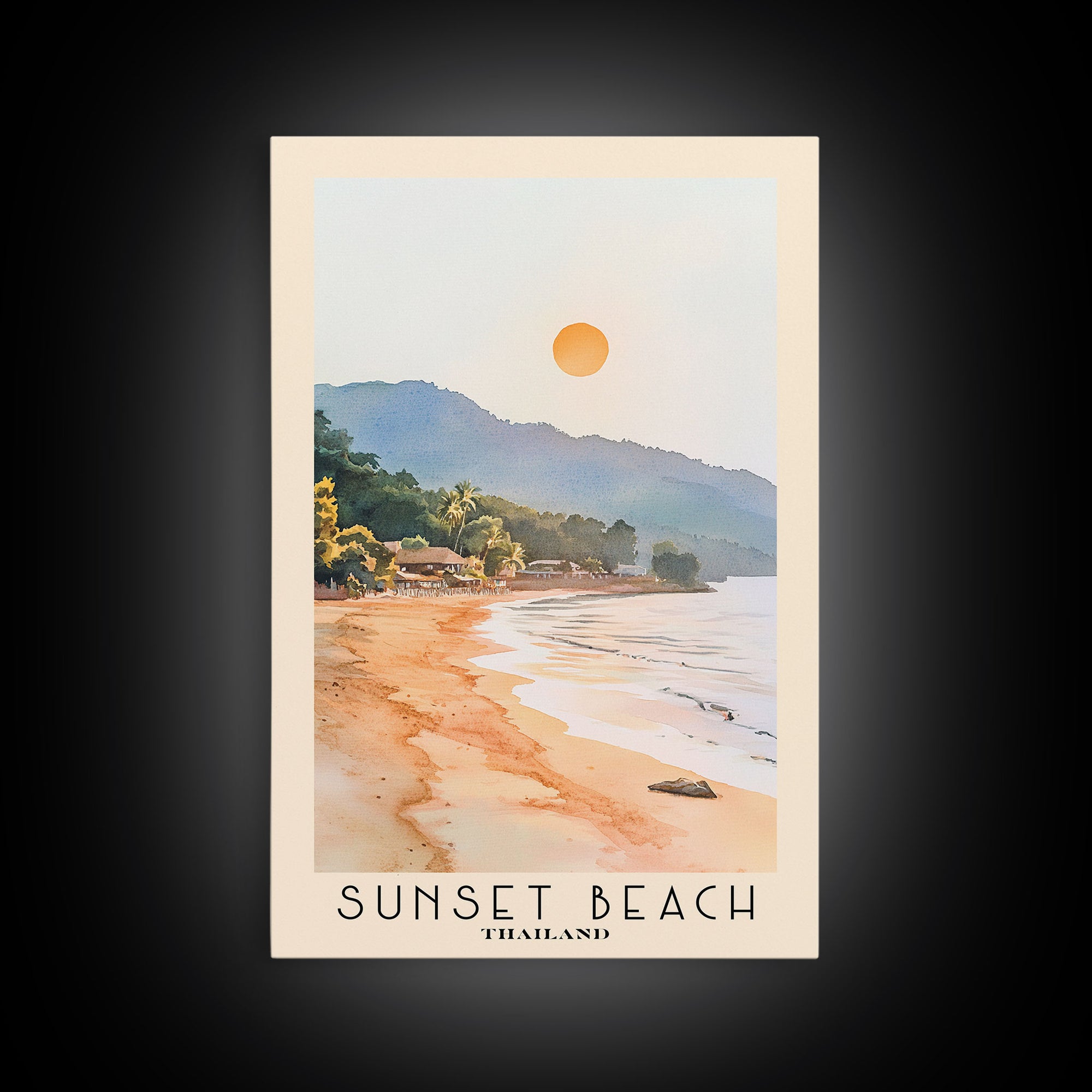 Sunset Beach, Thailand Watercolor Beach Print, Vacation Gift, Thailand Wall Art, Beach Painting, Beach Decor, Beach Painting