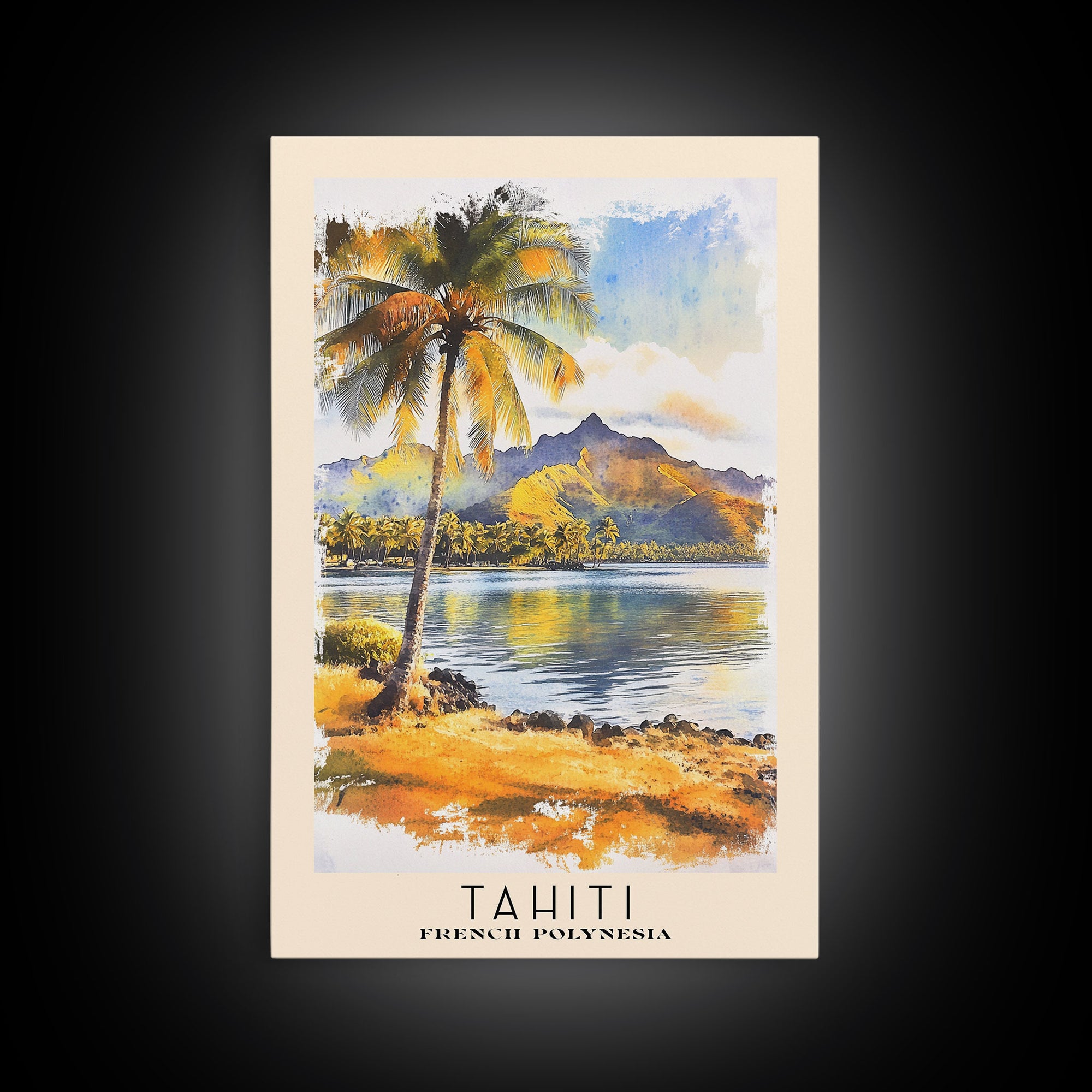 Tahiti, French Polynesia Watercolor Print, Vacation Gift, French Polynesia Wall Art, Vacation Wall Art, Vacatation Memories, Beach Decor, Beach Or Lakehouse Art