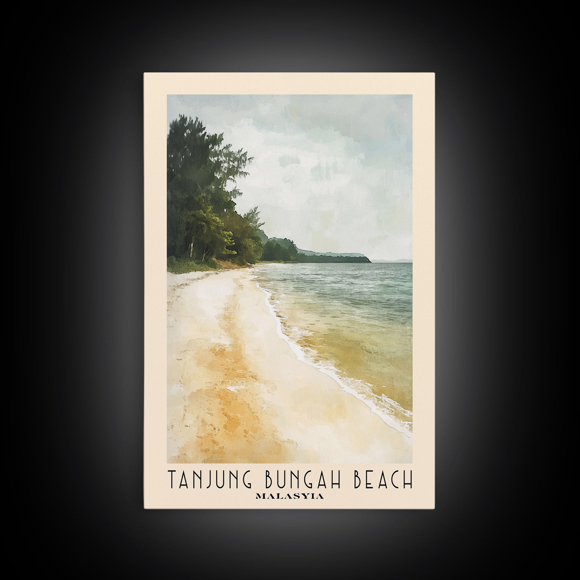 Tanjung Bungah Beach, Malasyia Watercolor Print, Vacation Gift, Malasyia Wall Art, Beach Painting, Beach Decor, Beach Or Lakehouse Art