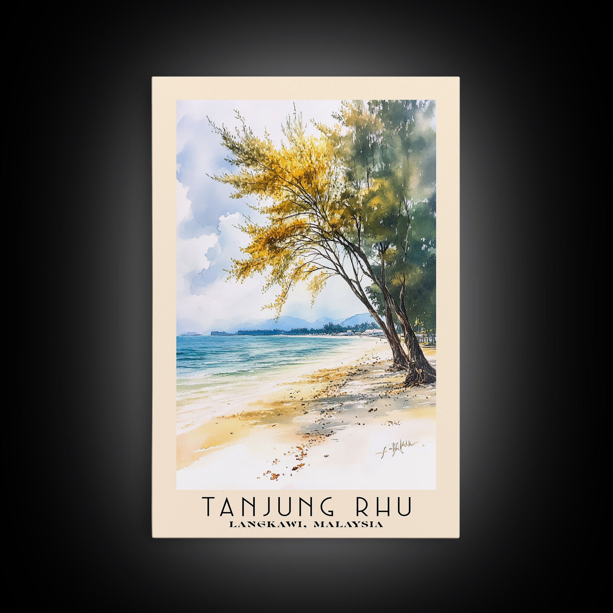 Tanjung Rhu, Langkawi, Malaysia Watercolor Print, Vacation Gift, Langkawi, Malaysia Wall Art, Beach Painting, Beach Decor, Large Wall Art, Wood Frame Art