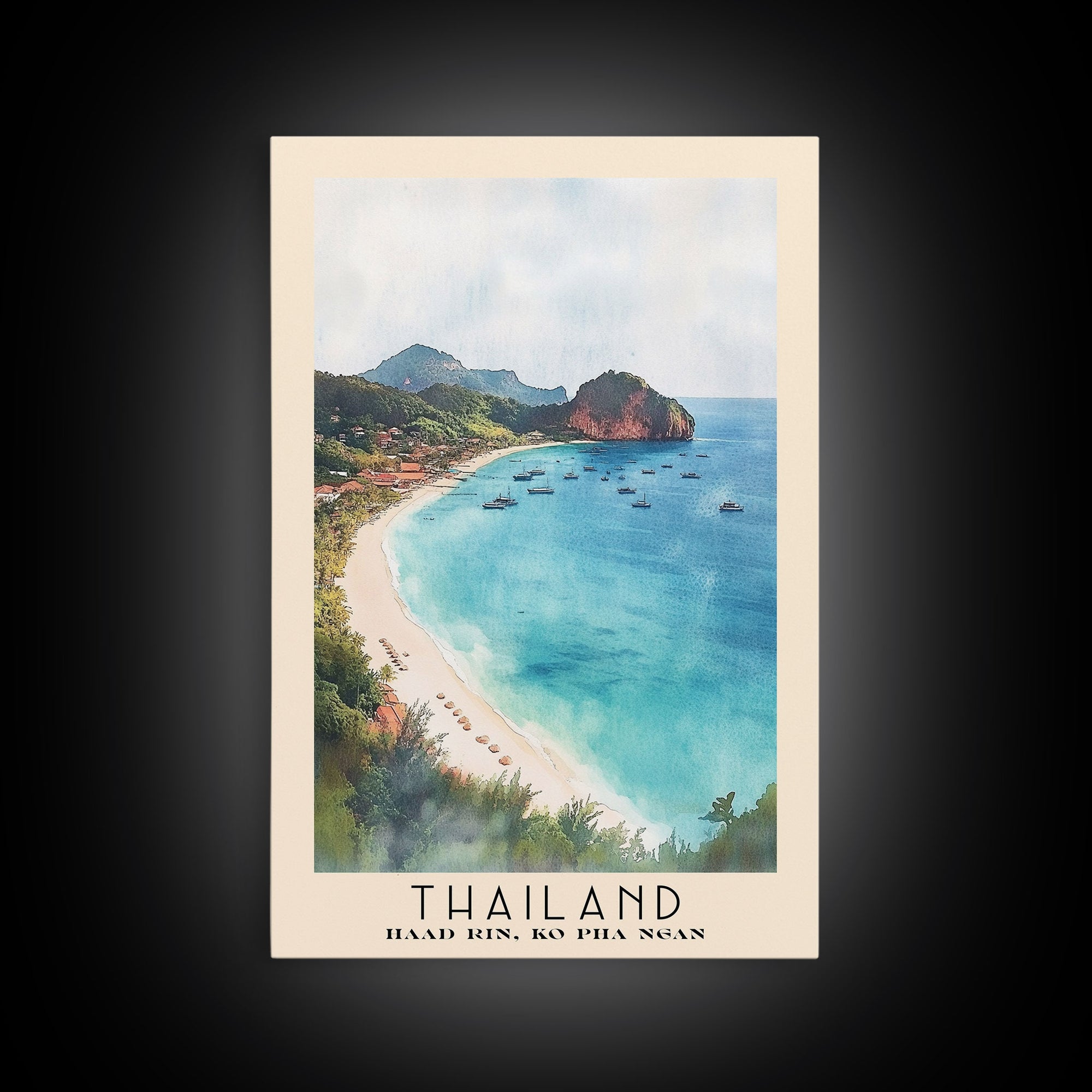 Thailand, Haad Rin, Ko Pha Ngan Watercolor Print, Vacation Gift, Haad Rin, Ko Pha Ngan Wall Art, Beach Painting, Beach Decor, Beach Or Lakehouse Art