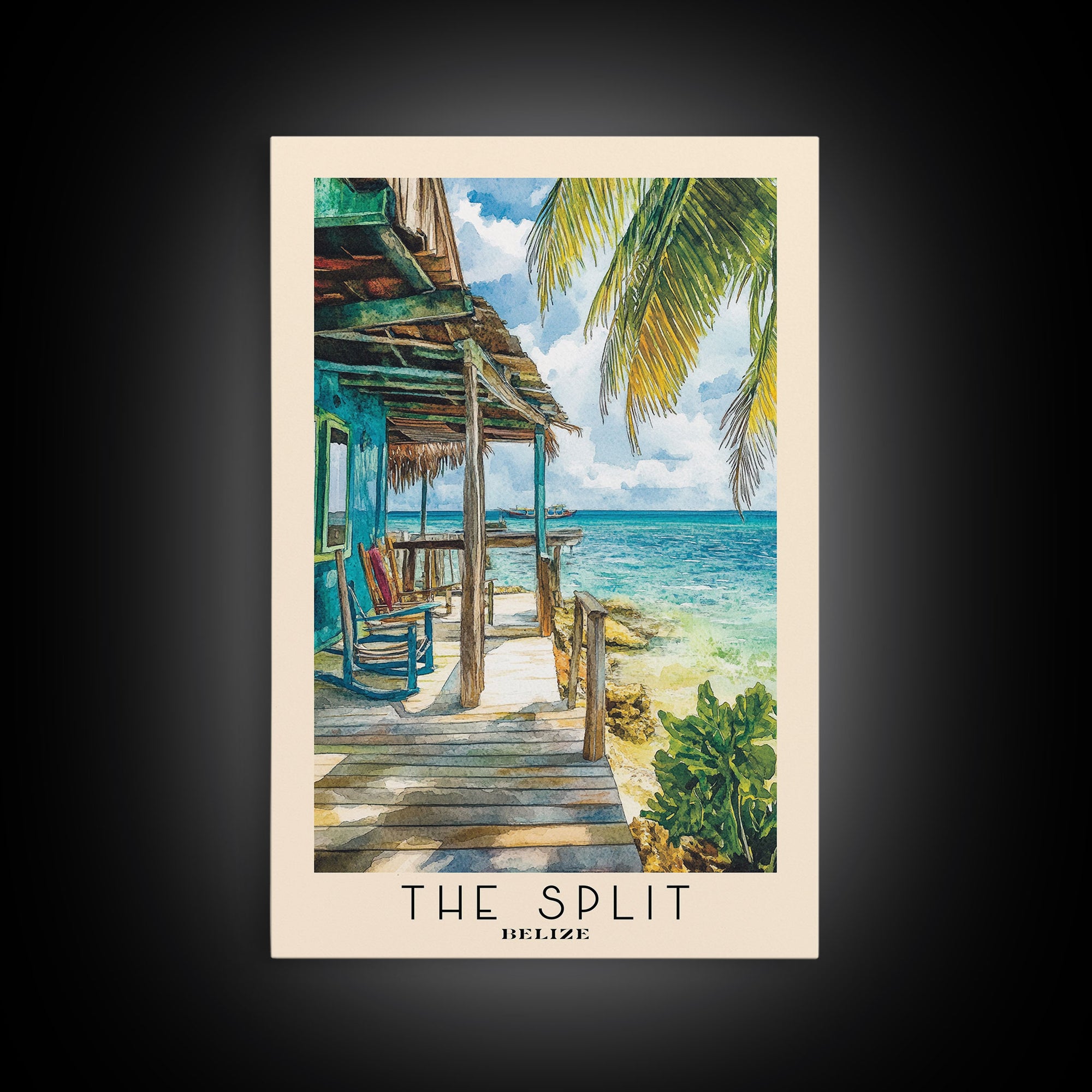 The Split, Belize Watercolor Beach Print, Vacation Gift, Belize Wall Art, Beach Painting, Beach Decor, Beach Painting