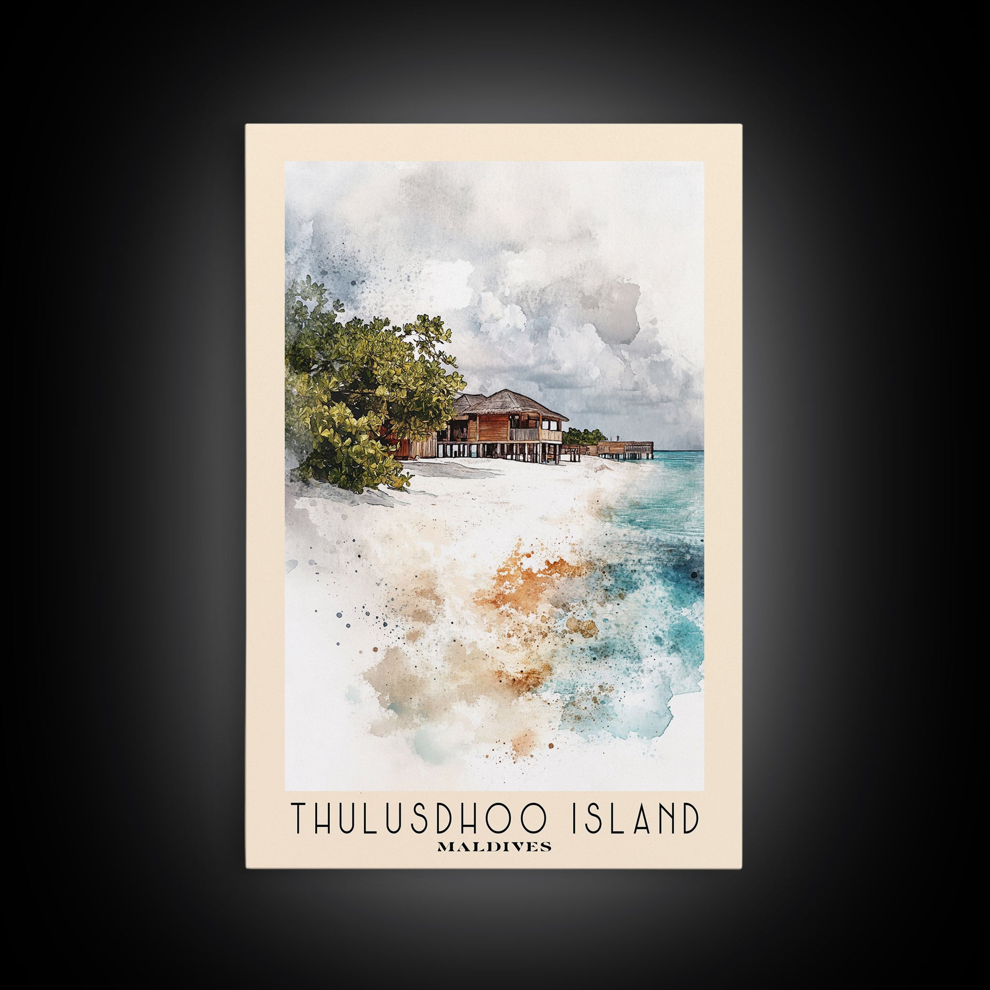 Thulusdhoo Island, Maldives Watercolor Print, Vacation Gift, Maldives Wall Art, Beach Painting, Beach Decor, Beach Or Lakehouse Art