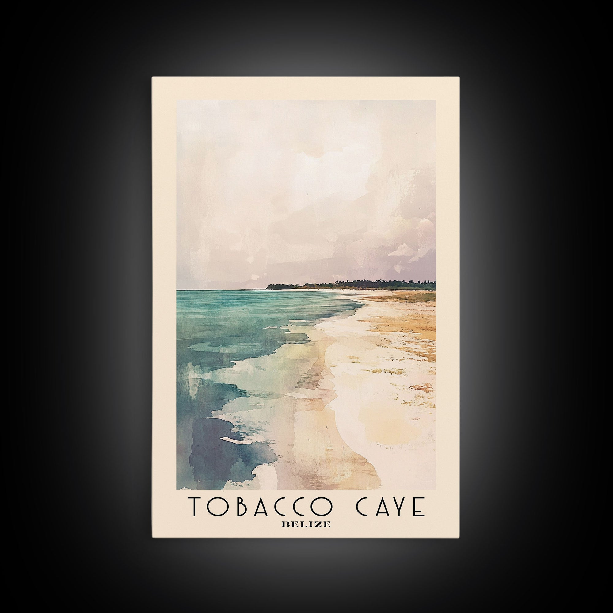 Tobacco Caye, Belize Watercolor Print, Vacation Gift, Belize Wall Art, Beach Painting, Beach Decor, Large Wall Art, Wood Frame Art