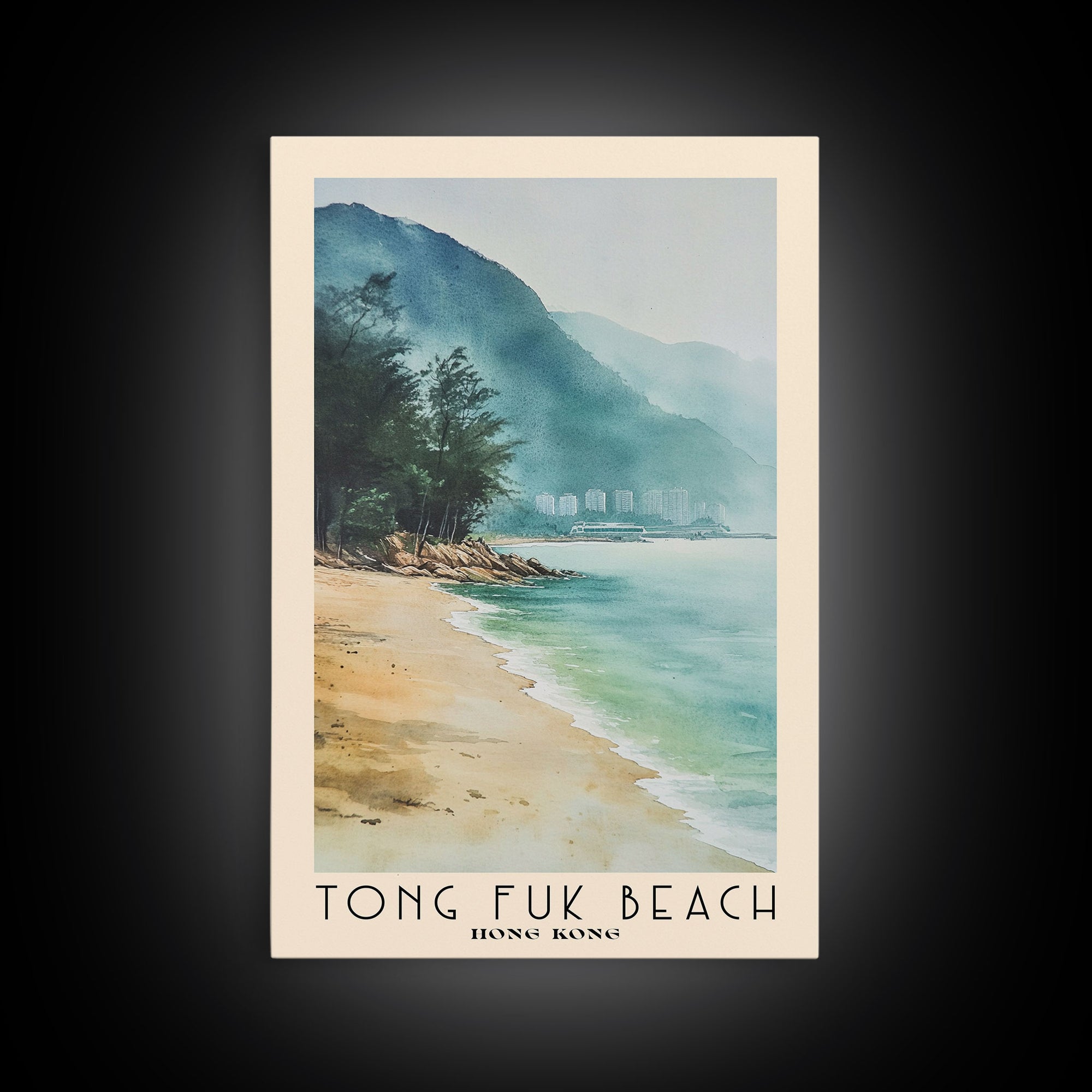 Tong Fuk Beach, Hong Kong Watercolor Print, Vacation Gift, Hong Kong Wall Art, Vacation Wall Art, Vacatation Memories, Beach Decor, Beach Or Lakehouse Art