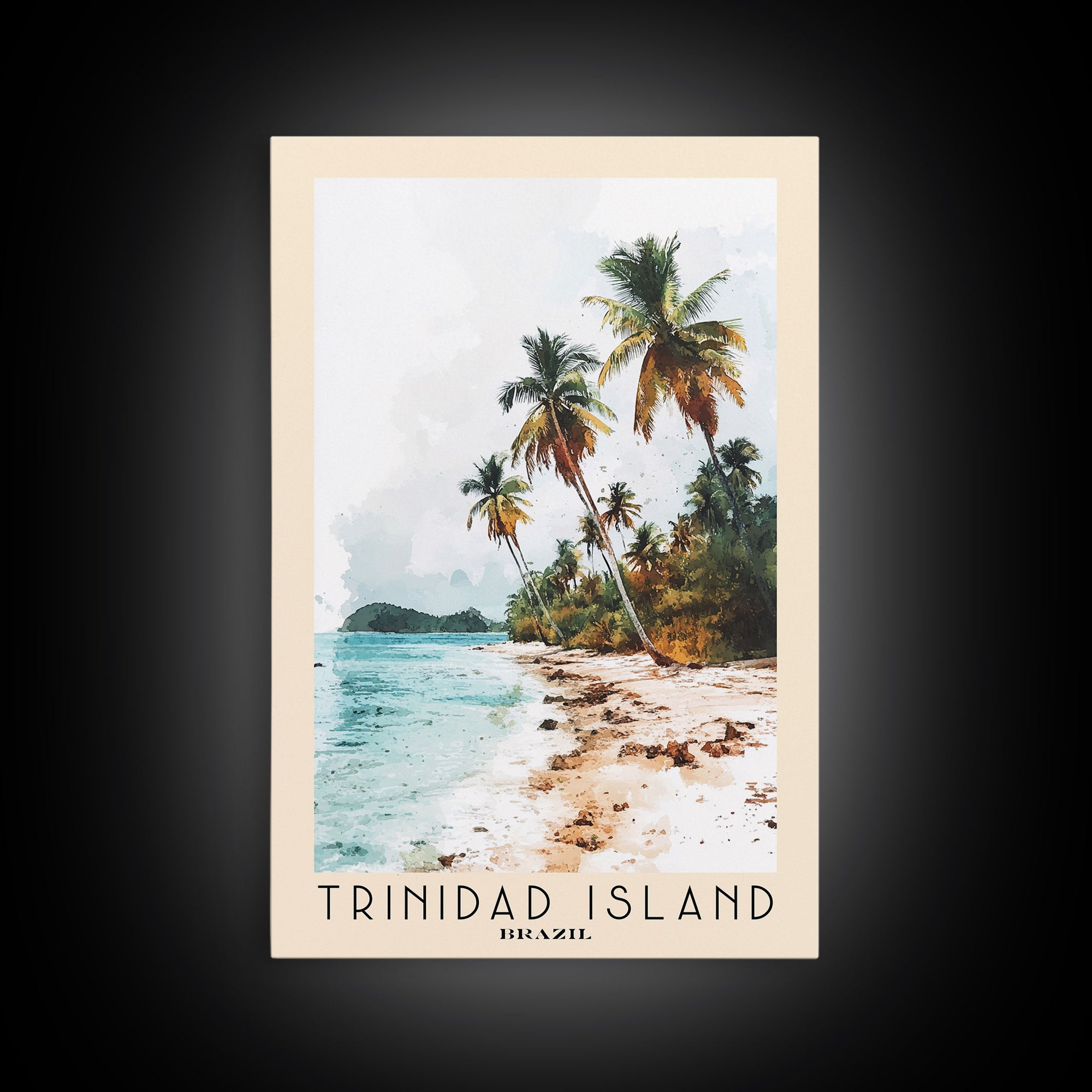 Trinidad Island, Brazil Watercolor Print, Vacation Gift, Brazil Wall Art, Beach Painting, Beach Decor, Large Wall Art, Wood Frame Art