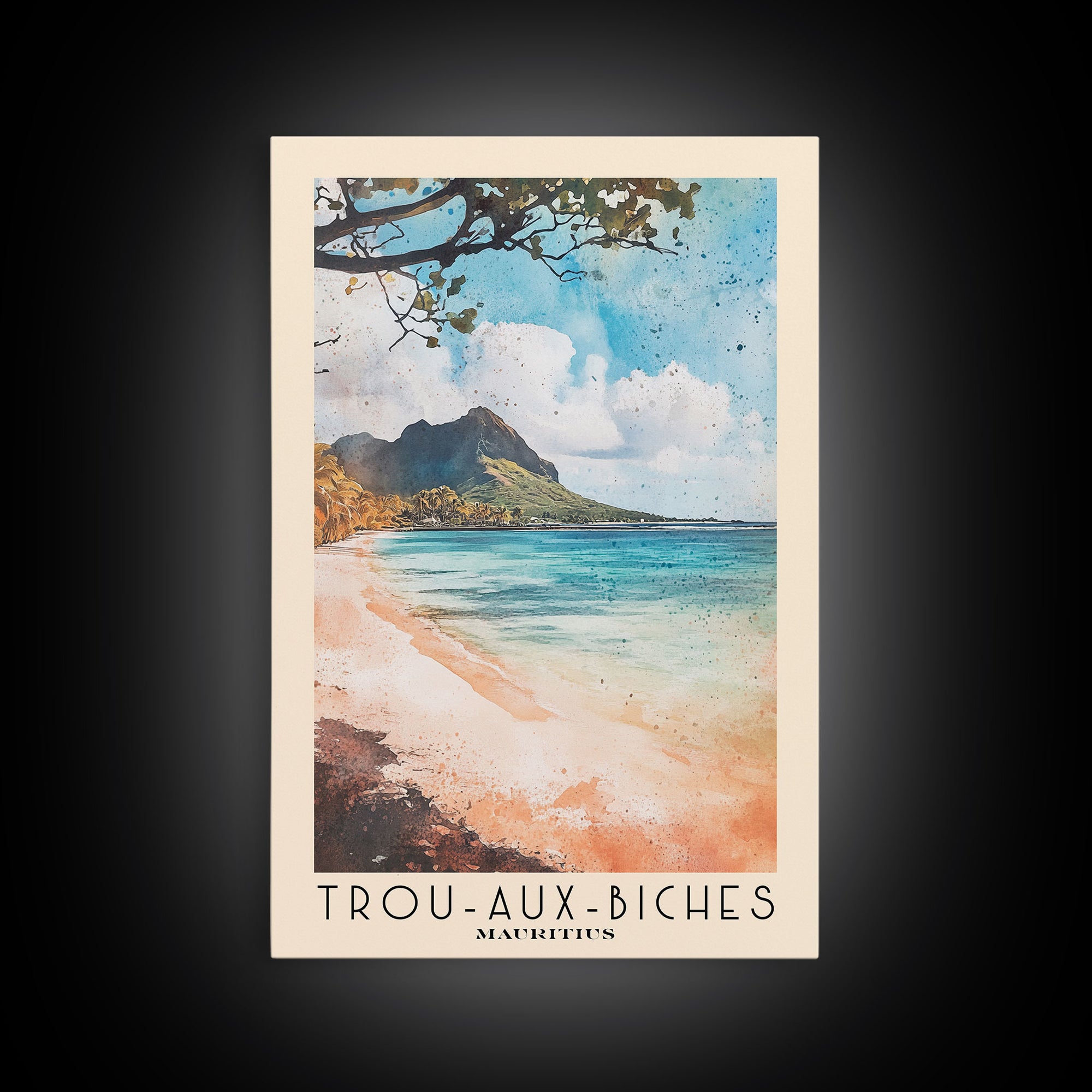 Trou-aux-Biches, Mauritius Watercolor Beach Print, Vacation Gift, Mauritius Wall Art, Beach Painting, Beach Decor, Beach Painting