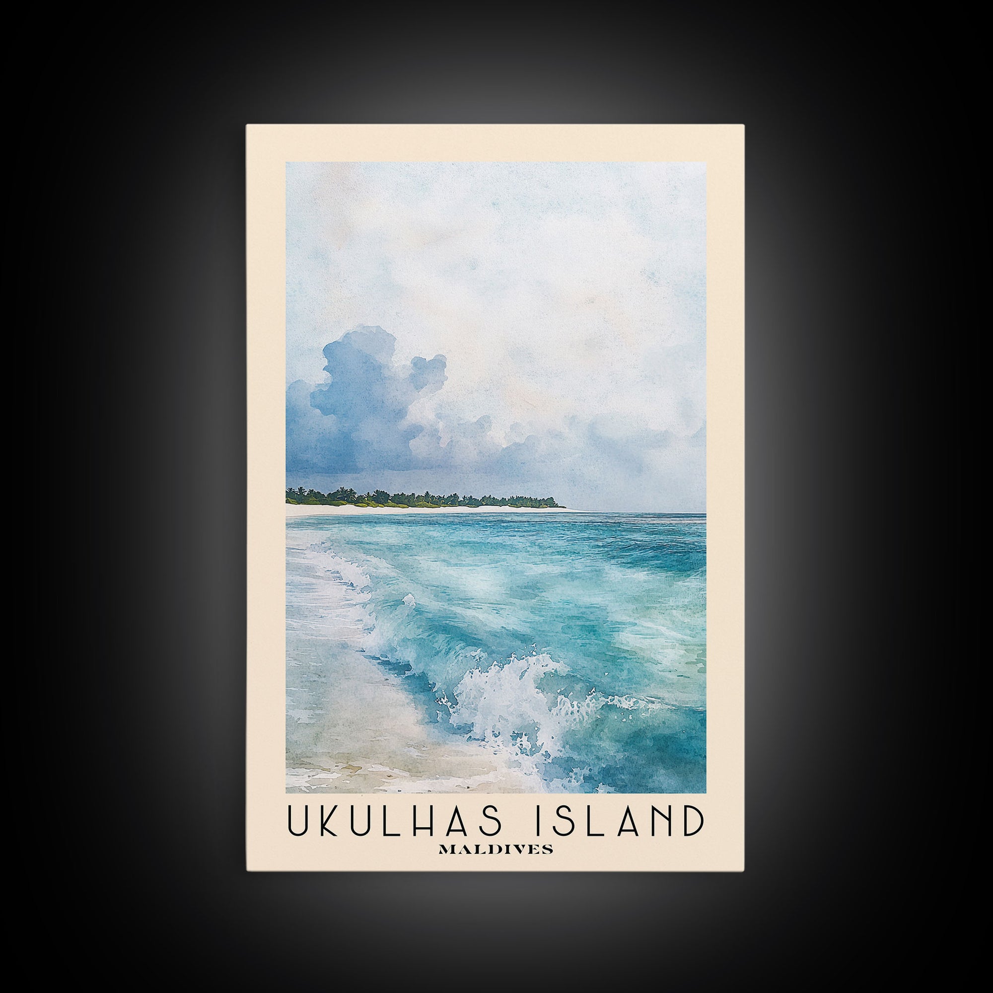 Ukulhas Island, Maldives Watercolor Print, Vacation Gift, Maldives Wall Art, Vacation Wall Art, Vacatation Memories, Beach Decor, Beach Or Lakehouse Art