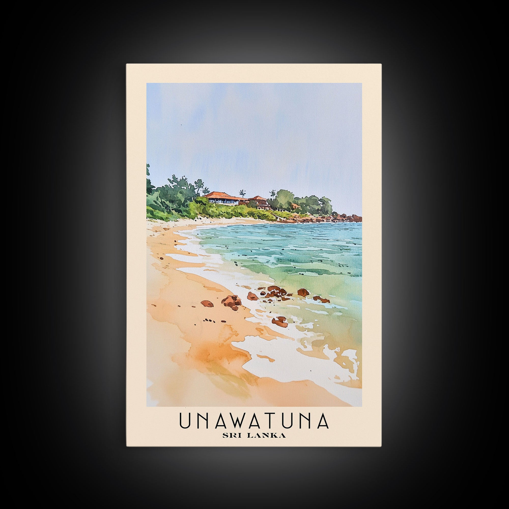 Unawatuna, Sri Lanka Watercolor Print, Vacation Gift, Sri Lanka Wall Art, Beach Painting, Beach Decor, Beach Or Lakehouse Art