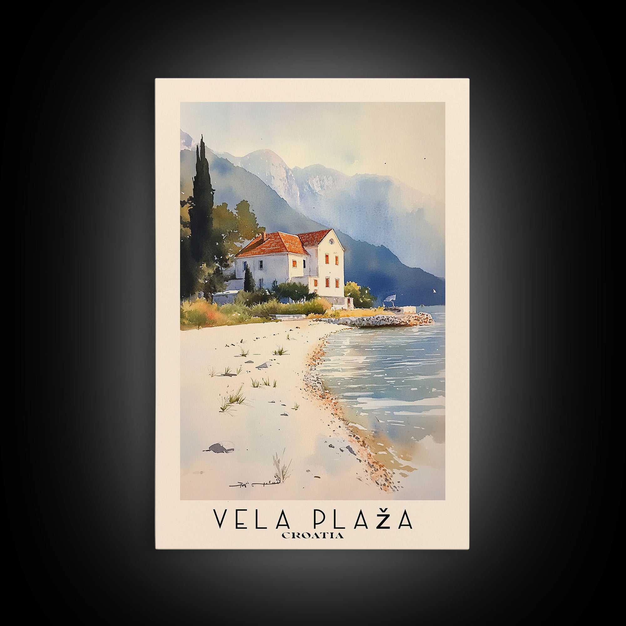 Vela Plaža, Croatia Watercolor Print, Vacation Gift, Croatia Wall Art, Beach Painting, Beach Decor, Beach Or Lakehouse Art