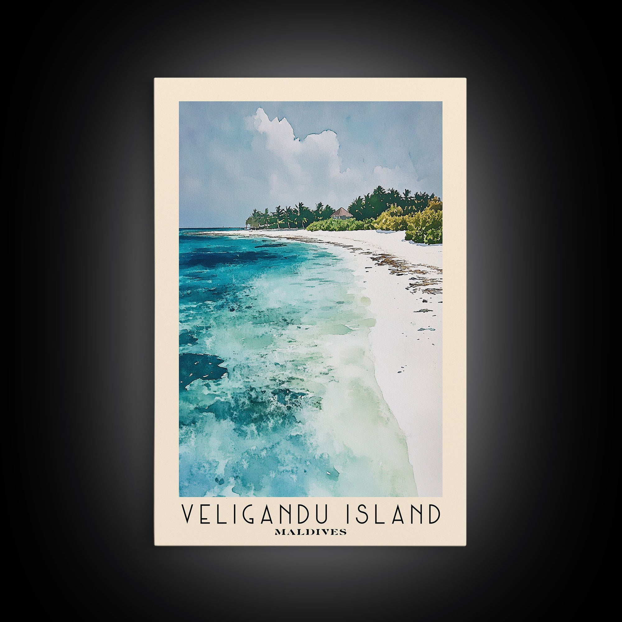 Veligandu Island, Maldives Watercolor Beach Print, Vacation Gift, Maldives Wall Art, Beach Painting, Beach Decor, Beach Painting