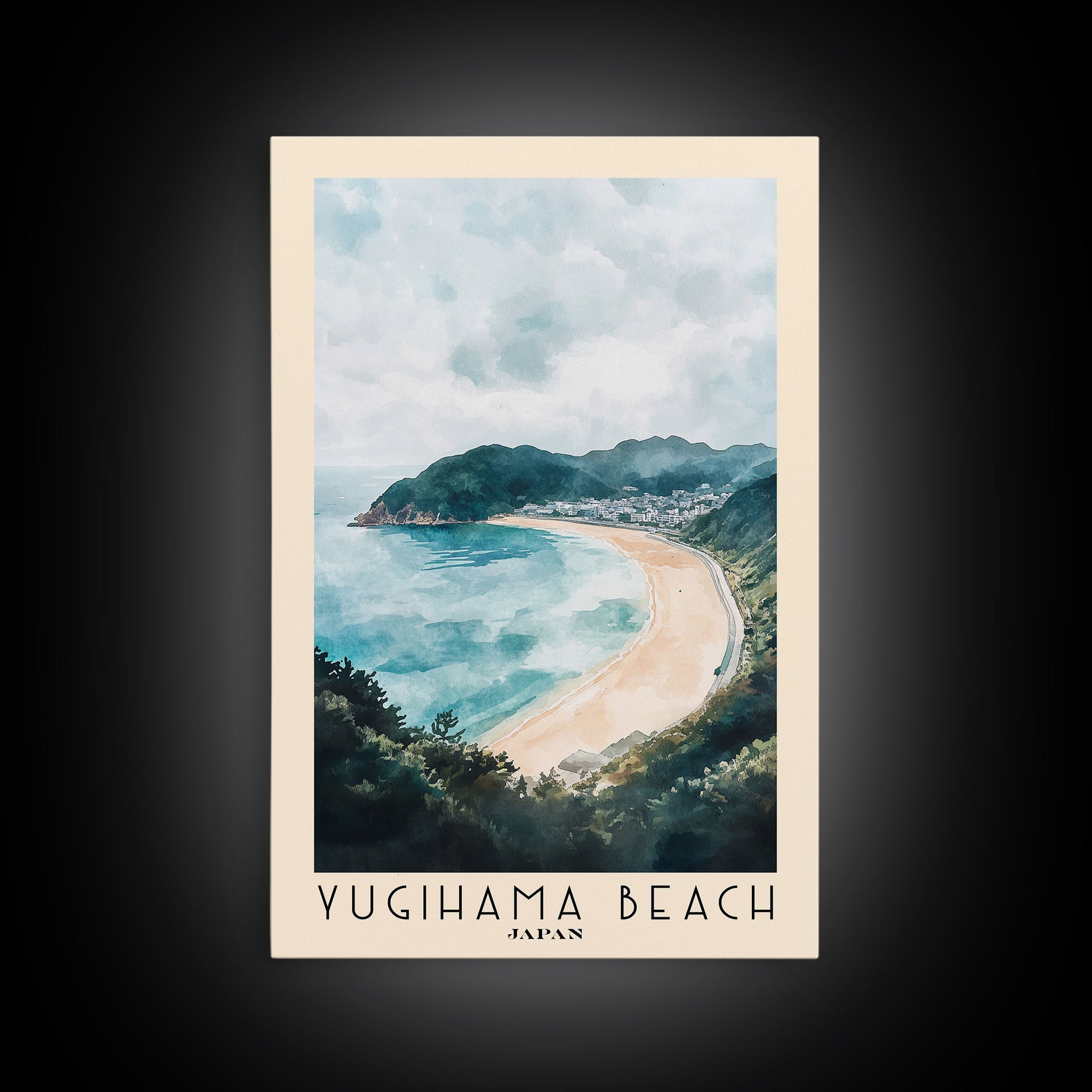 Yugihama Beach, Japan Watercolor Print, Vacation Gift, Japan Wall Art, Beach Painting, Beach Decor, Beach Or Lakehouse Art