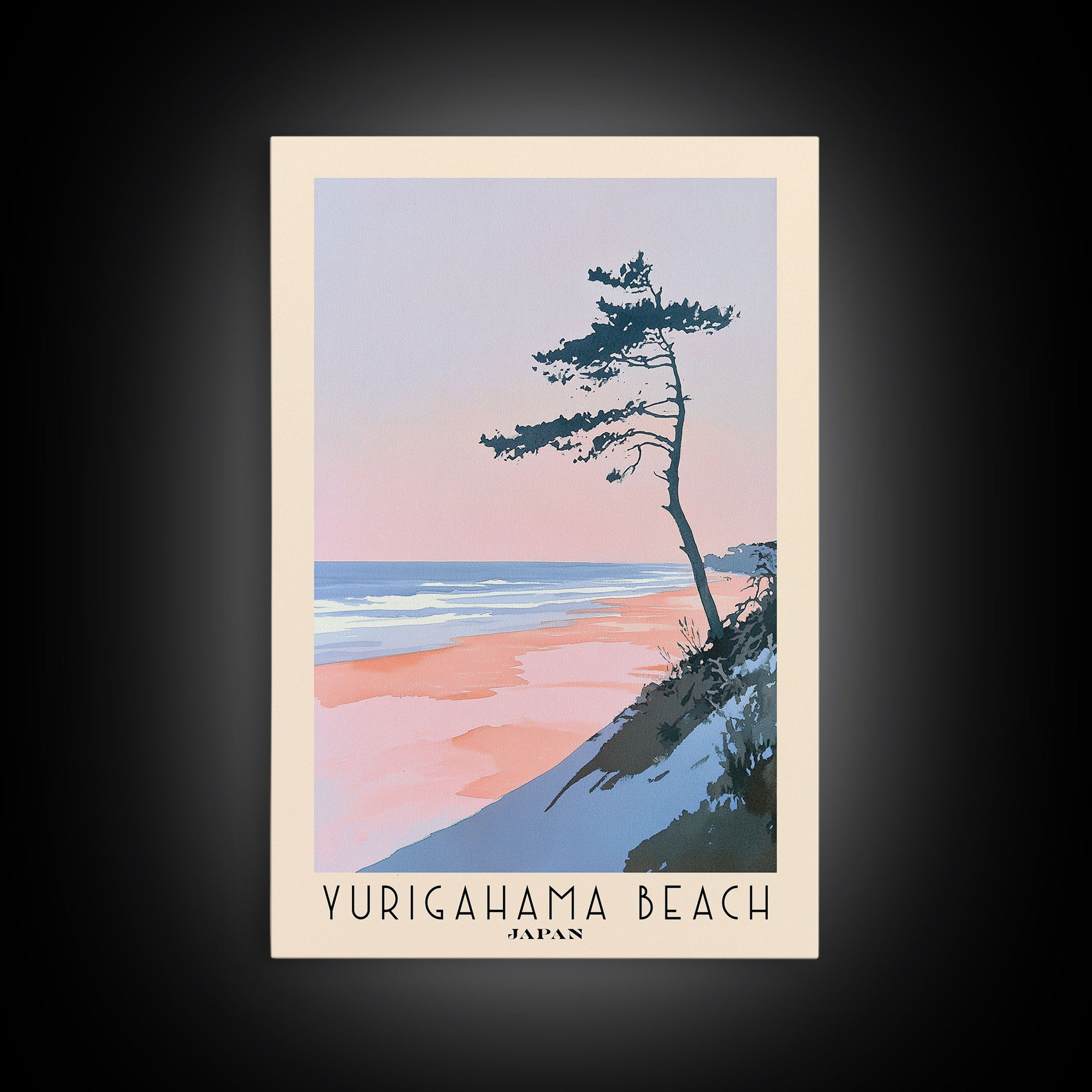 Yurigahama Beach, Japan Watercolor Beach Print, Vacation Gift, Japan Wall Art, Beach Painting, Beach Decor, Beach Painting