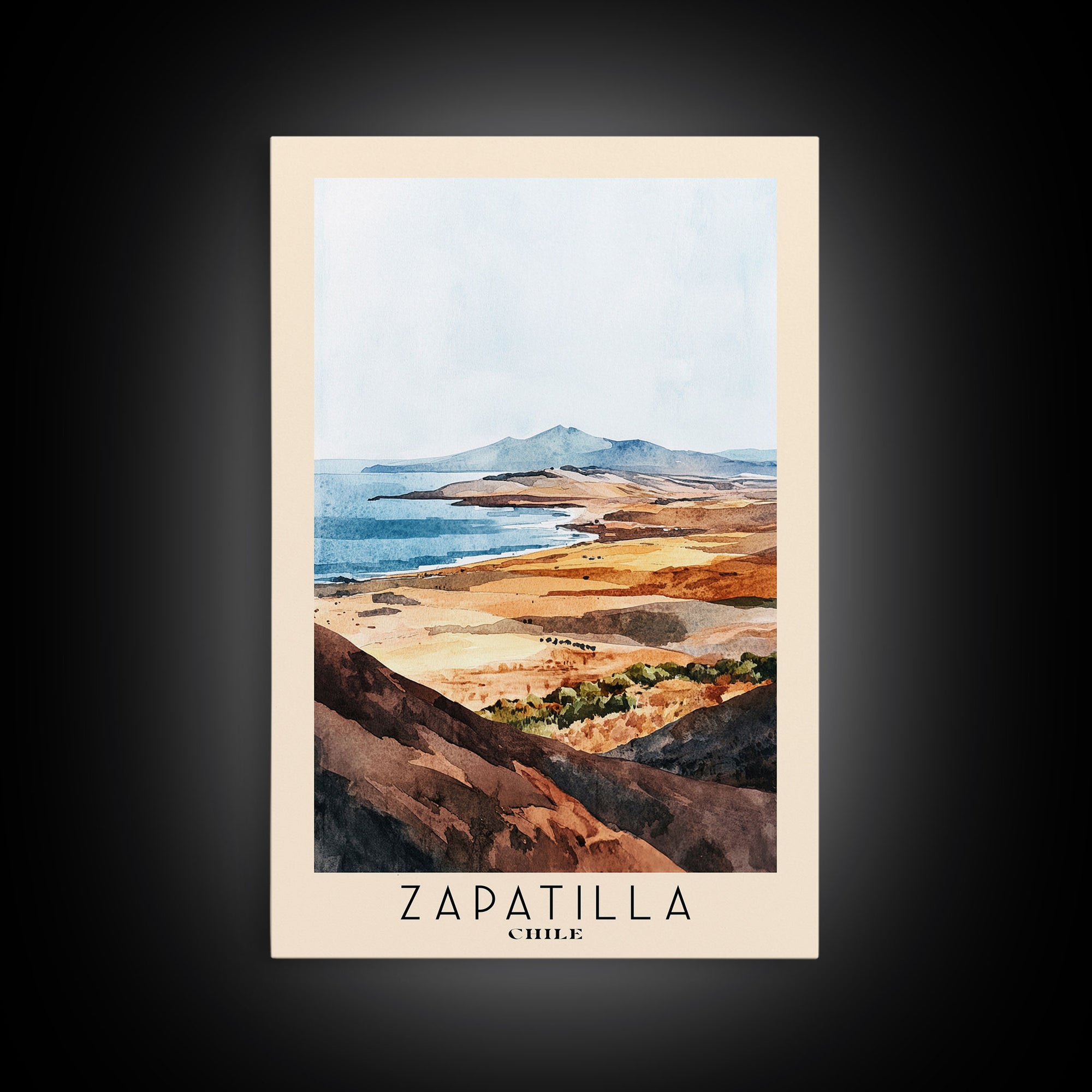 Zapatilla, Chile Watercolor Print, Vacation Gift, Chile Wall Art, Beach Painting, Beach Decor, Beach Or Lakehouse Art