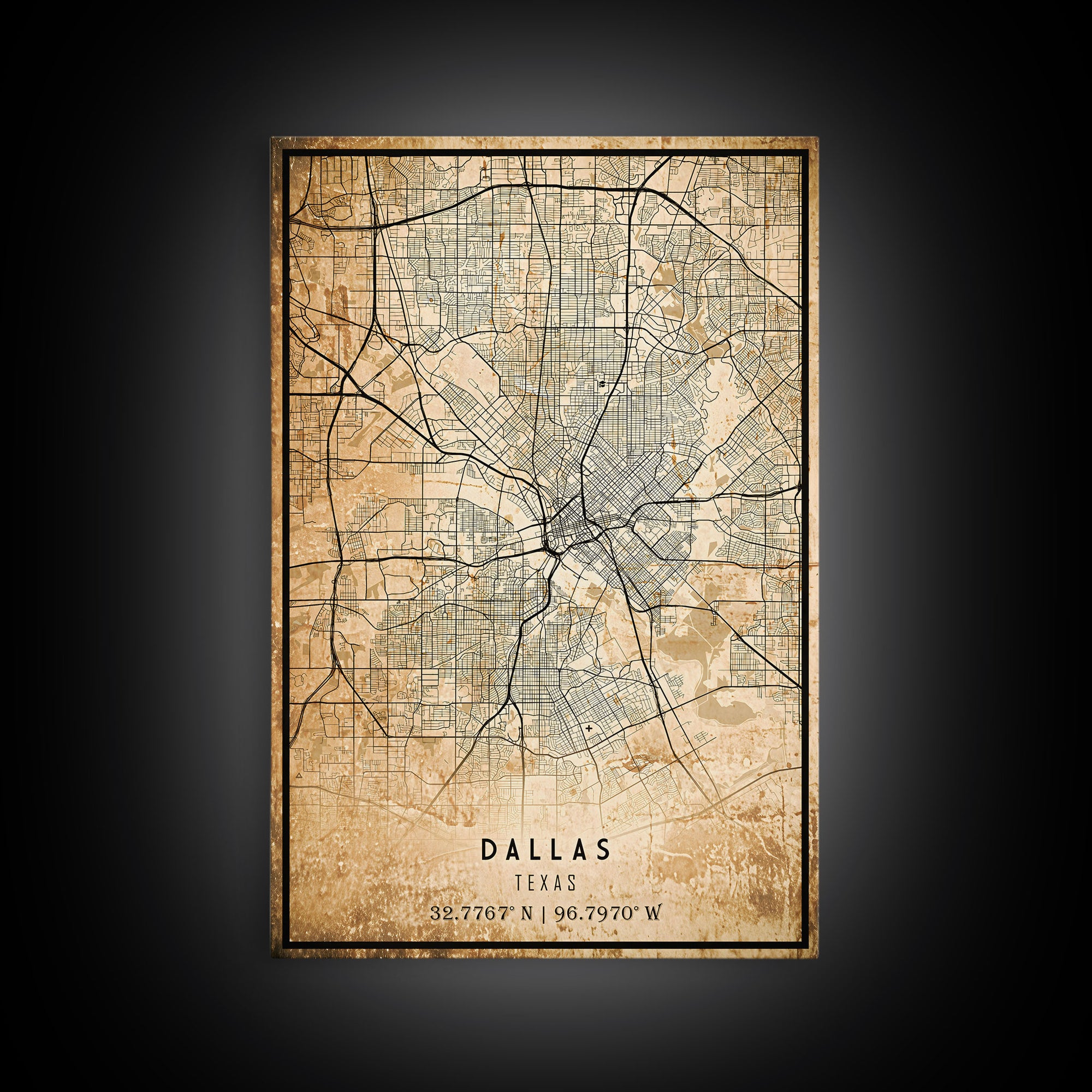 Dallas Map Canvas Print, Texas Map Print, Texas Wall Art, Dallas Map Poster, US, USA Maps, Dallas Maps, Map Gifts, Large Framed Map Print