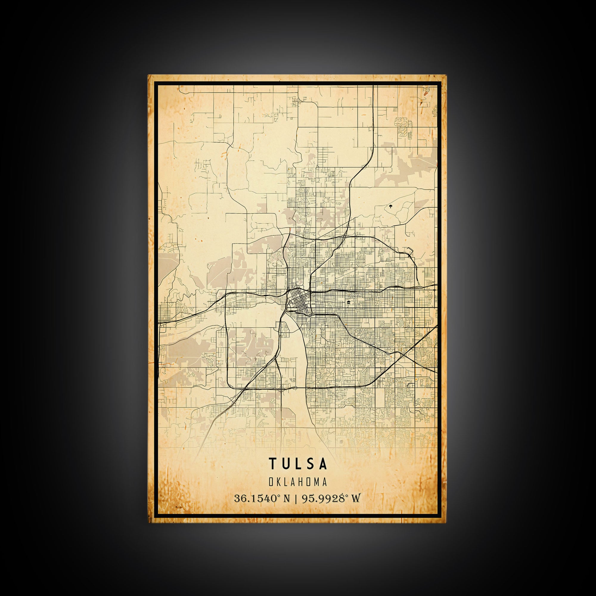 Tulsa Map Art - Oklahoma - Custom Tulsa City Streets Map Print -  University of Tulsa - Home Office Decor Tulsa Map Decor Oklahoma Wall Art