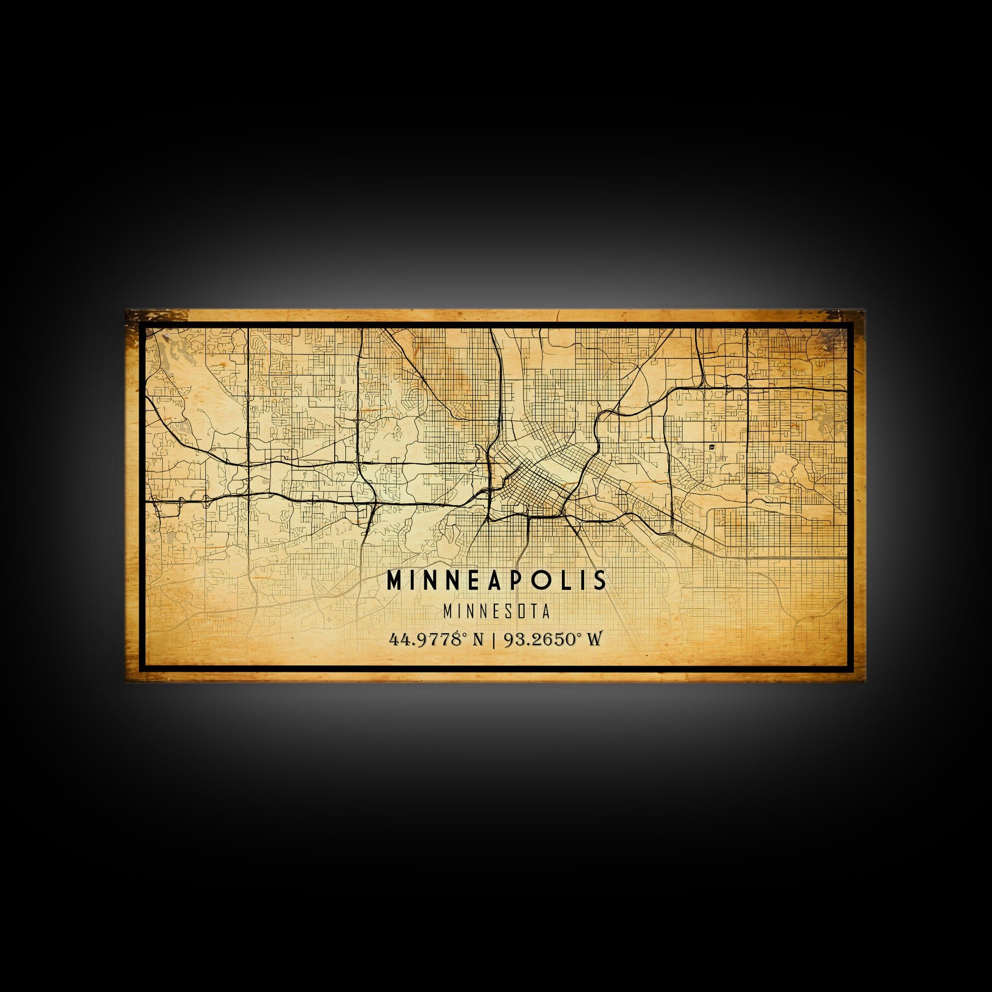 Minneapolis map print poster or framed canvas, Minnesota map print poster canvas, Minneapolis road map print poster canvas