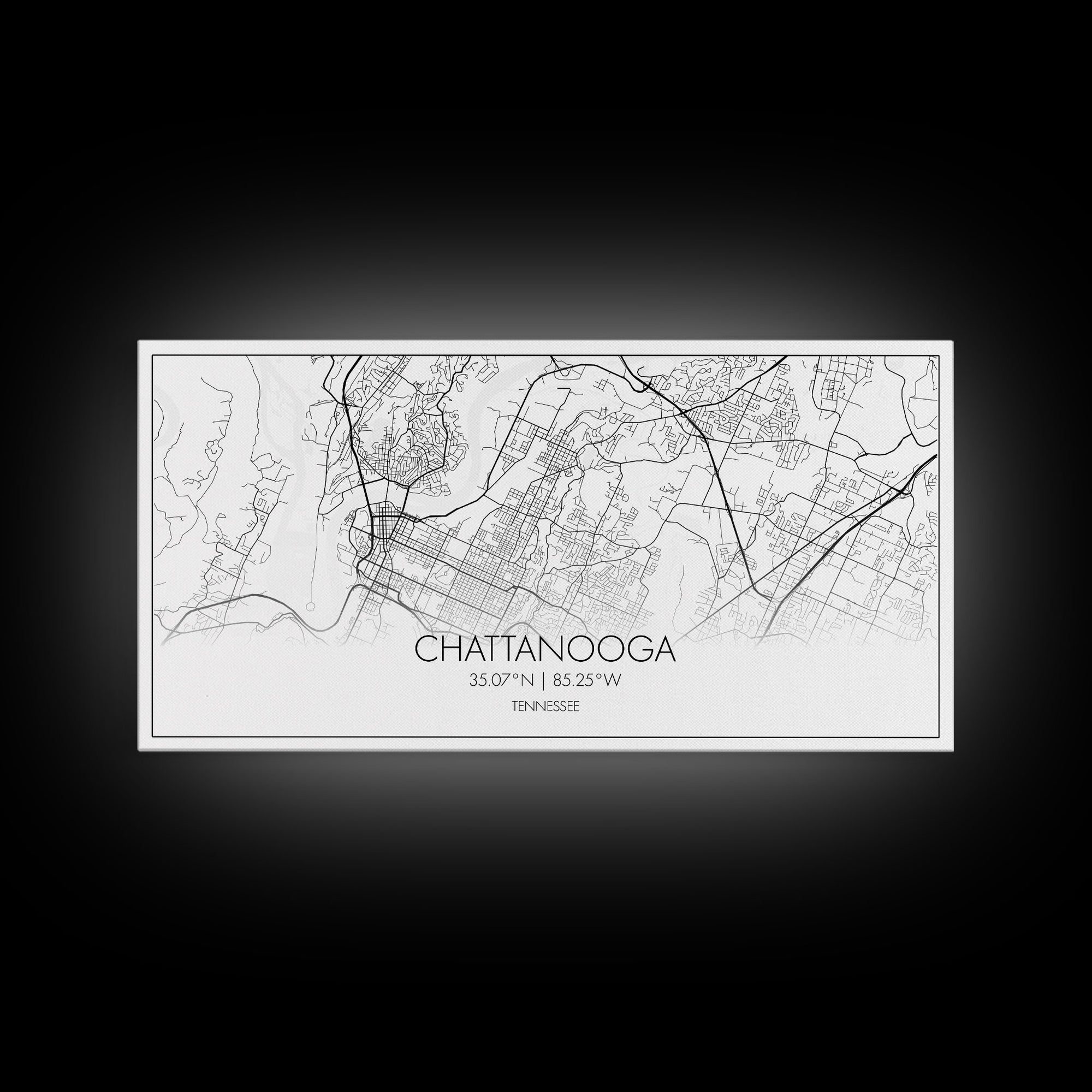 Chattanooga Street Map, Tennessee Map, Map Print, Modern Art, Wall Art, Canvas Art, Cute Room Décor, Wall Art Canvas, Trendy Wall Art