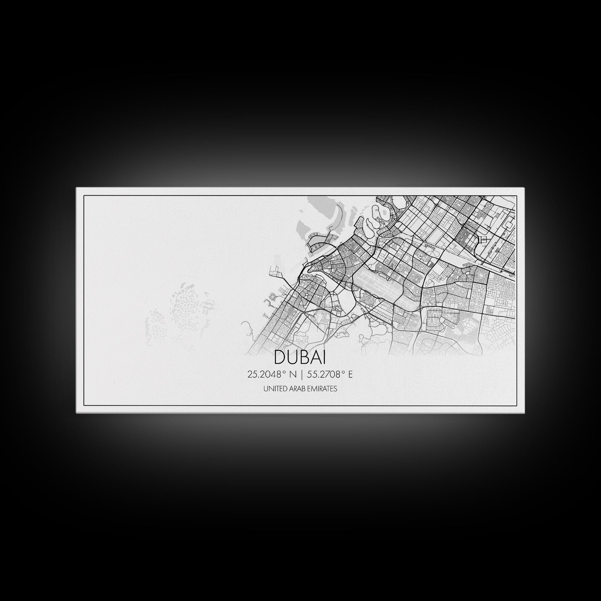 Dubai Street Map, United Arab Emirates Map, Map Print, Minimalist Art, Wall Art, Canvas Art, Cabin Wall Art, Gift For Traveler, Room Décor