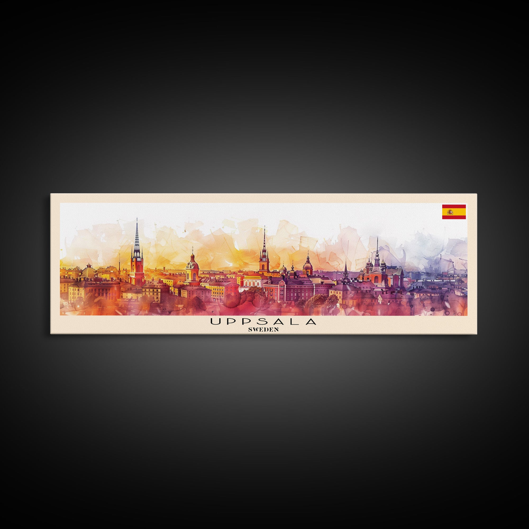 Uppsala Sweden Wall Art, Panoramic Travel Poster, Panoramic Framed Canvas Print, City Wall Art, Wall Hanging Home Decor, Travel Art